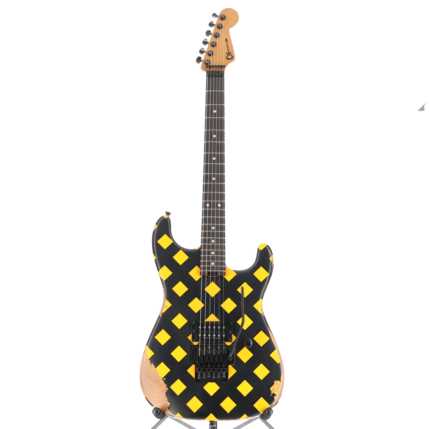 Charvel Super-Stock SD1 H FR EB Electric Guitar Diamond Life Yellow and Black (C4) (52590)