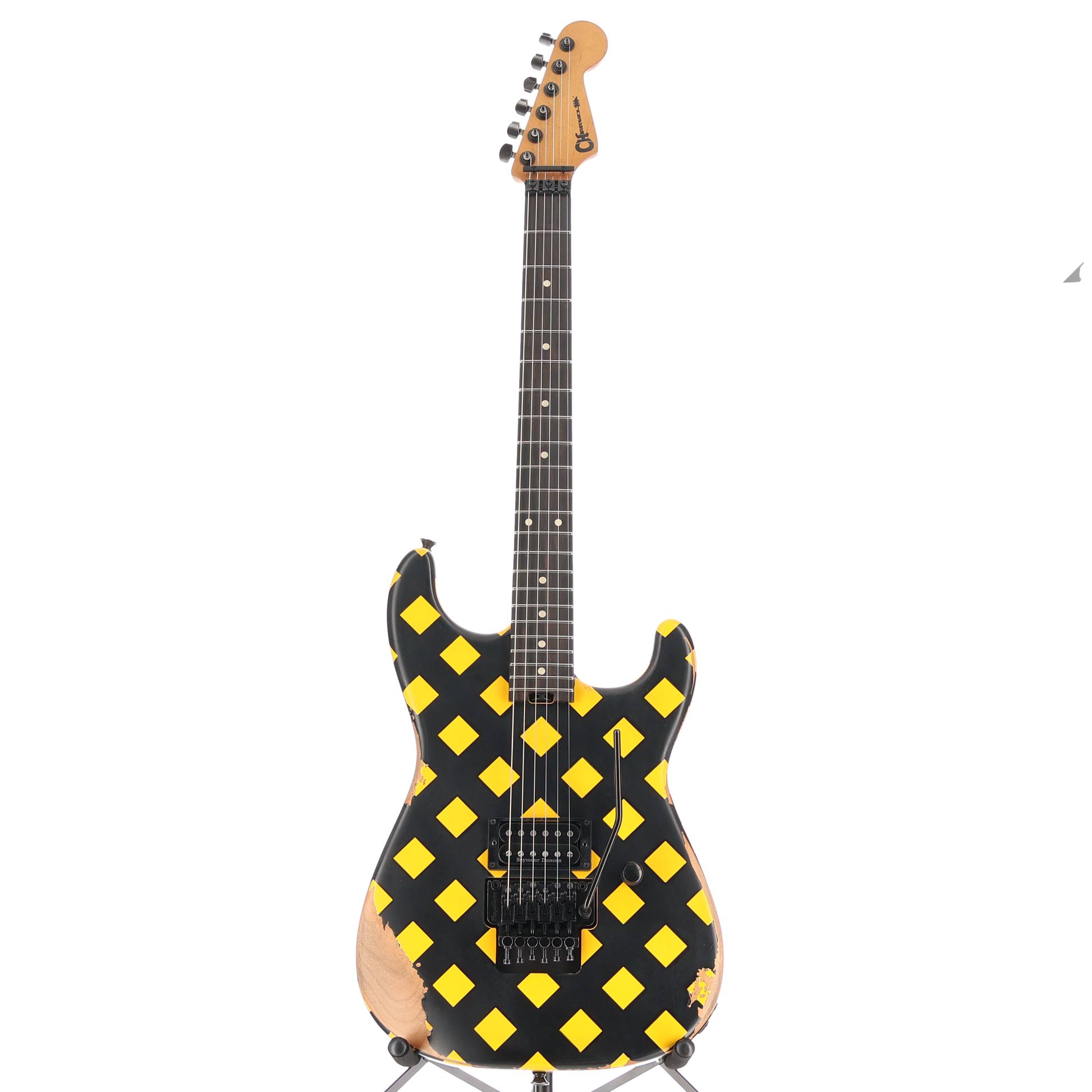 Charvel Super-Stock SD1 H FR EB Electric Guitar Diamond Life Yellow and Black (C4) (52590)