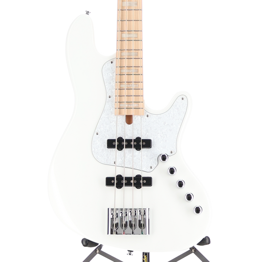 Cort Elrick NJS4 4-String Bass Guitar, Maple Fingerboard - White (O4) (19082)