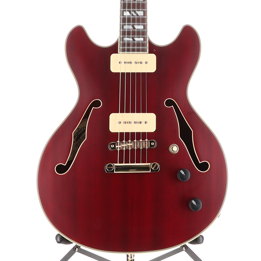 D'angelico Deluxe Mini DC, P90s - Satin Trans Wine, Professional Setup (RC4) (00169)