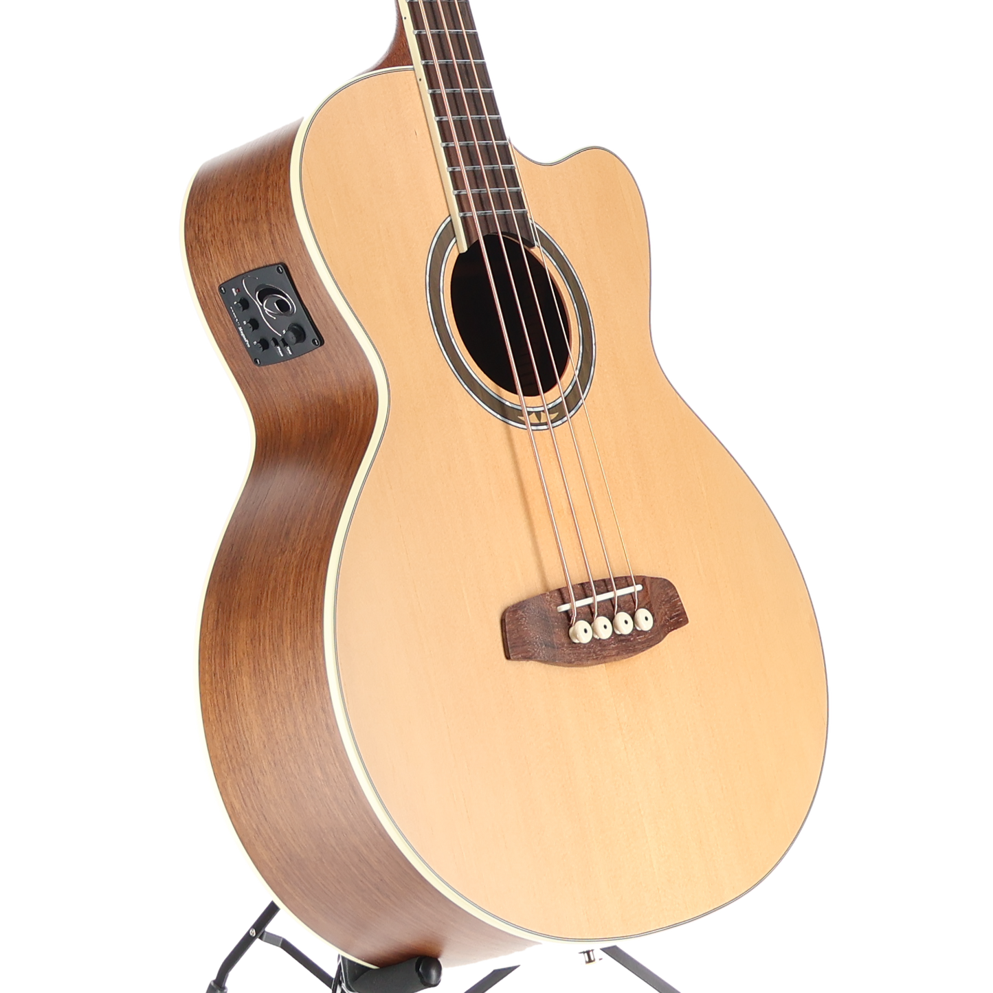Ortega Deep Series Medium Scale Solid Top Acoustic-Electric Bass - Natural (B2) (00150)