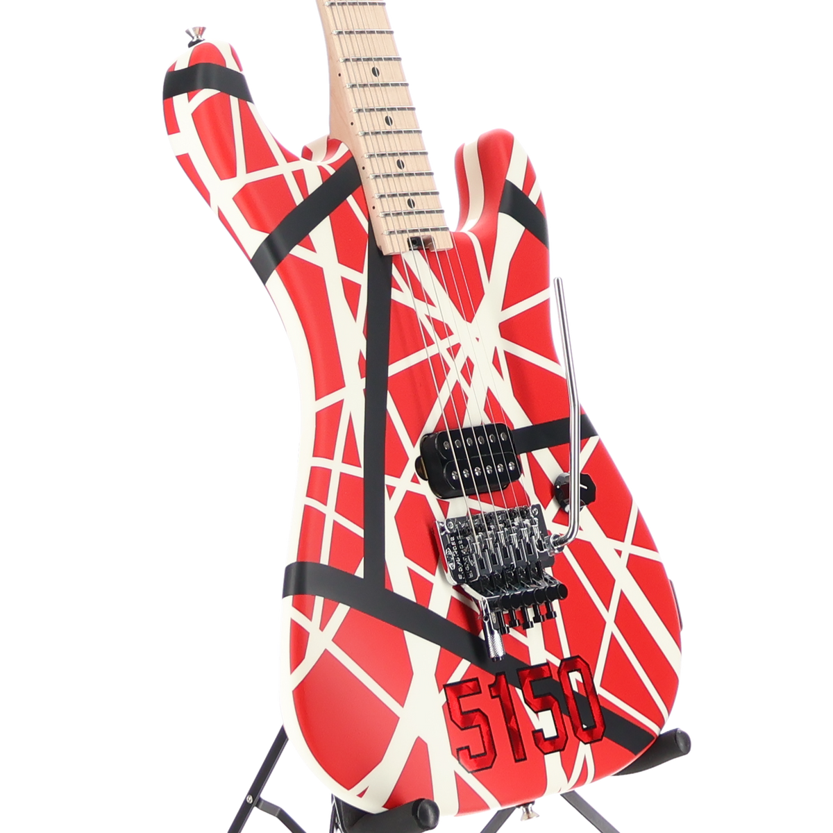 EVH EVH Striped Series 5150, Maple Fingerboard, Red with Black and White Stripes (U11) (0119) (00119)