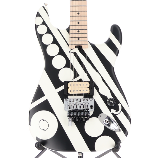 EVH EVH Striped Series Circles, Maple Fingerboard, White and Black (S10) (00876)