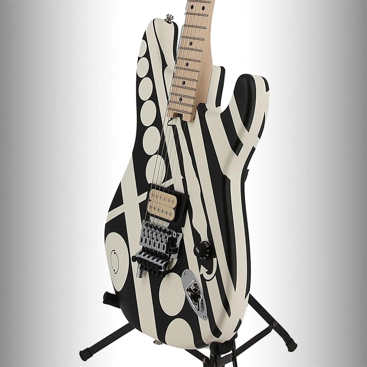 EVH Striped Series Circles, Maple Fingerboard, White and Black (B4) (01918)