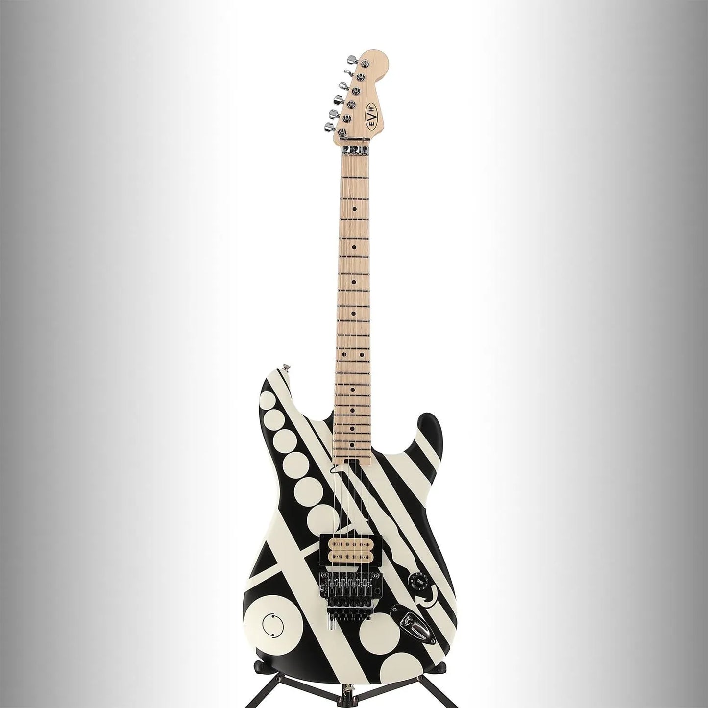 EVH Striped Series Circles, Maple Fingerboard, White and Black (B4) (01918)