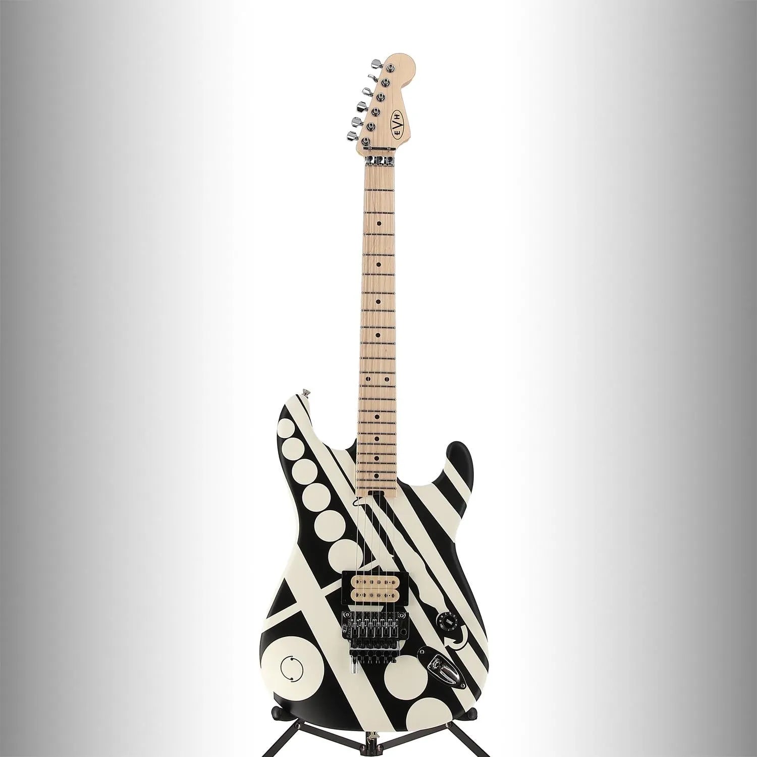 EVH Striped Series Circles, Maple Fingerboard, White and Black (B4) (01918)