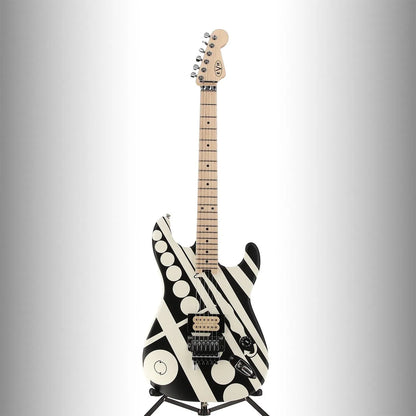 EVH Striped Series Circles, Maple Fingerboard, White and Black (B4) (01918)