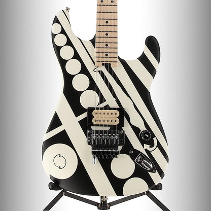 EVH Striped Series Circles, Maple Fingerboard, White and Black (B4) (01918)