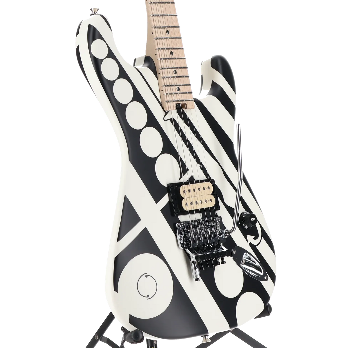 EVH Striped Series Circles, Maple Fingerboard, White and Black (S10) (00876)