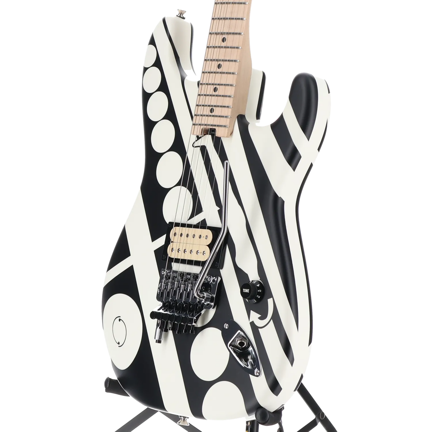 EVH Striped Series Circles, Maple Fingerboard, White and Black (S10) (00876)