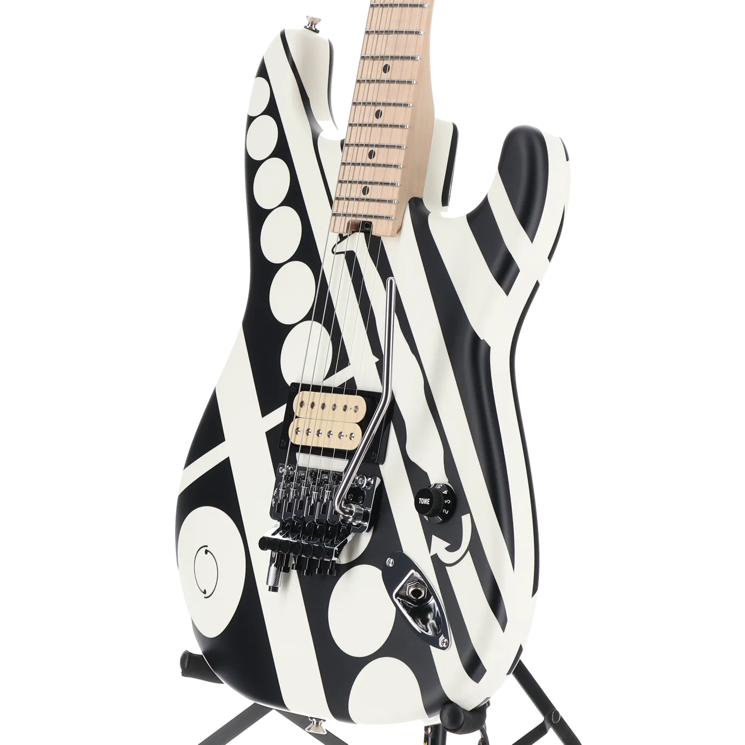 EVH Striped Series Circles, Maple Fingerboard, White and Black (S10) (00876)