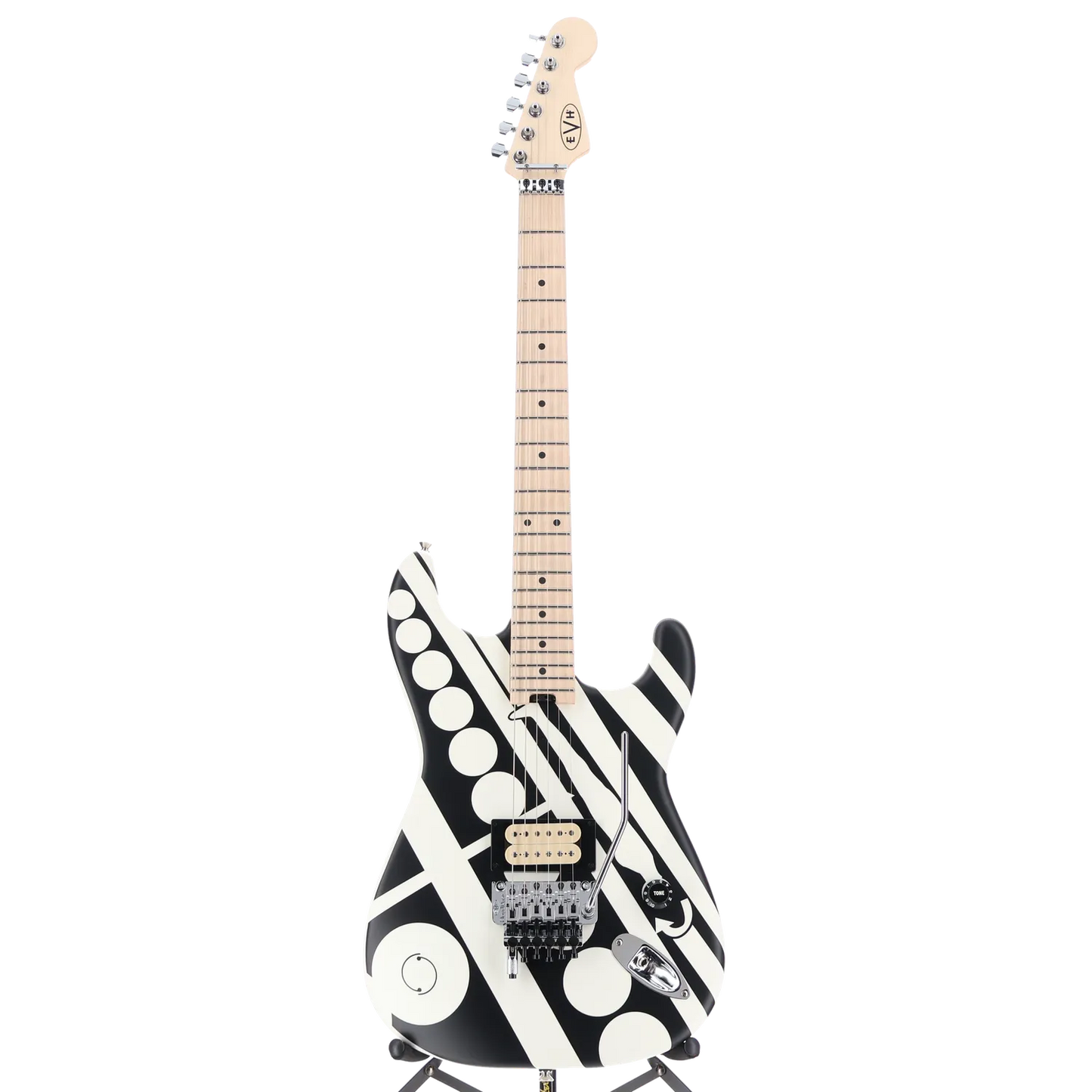 EVH Striped Series Circles, Maple Fingerboard, White and Black (S10) (00876)