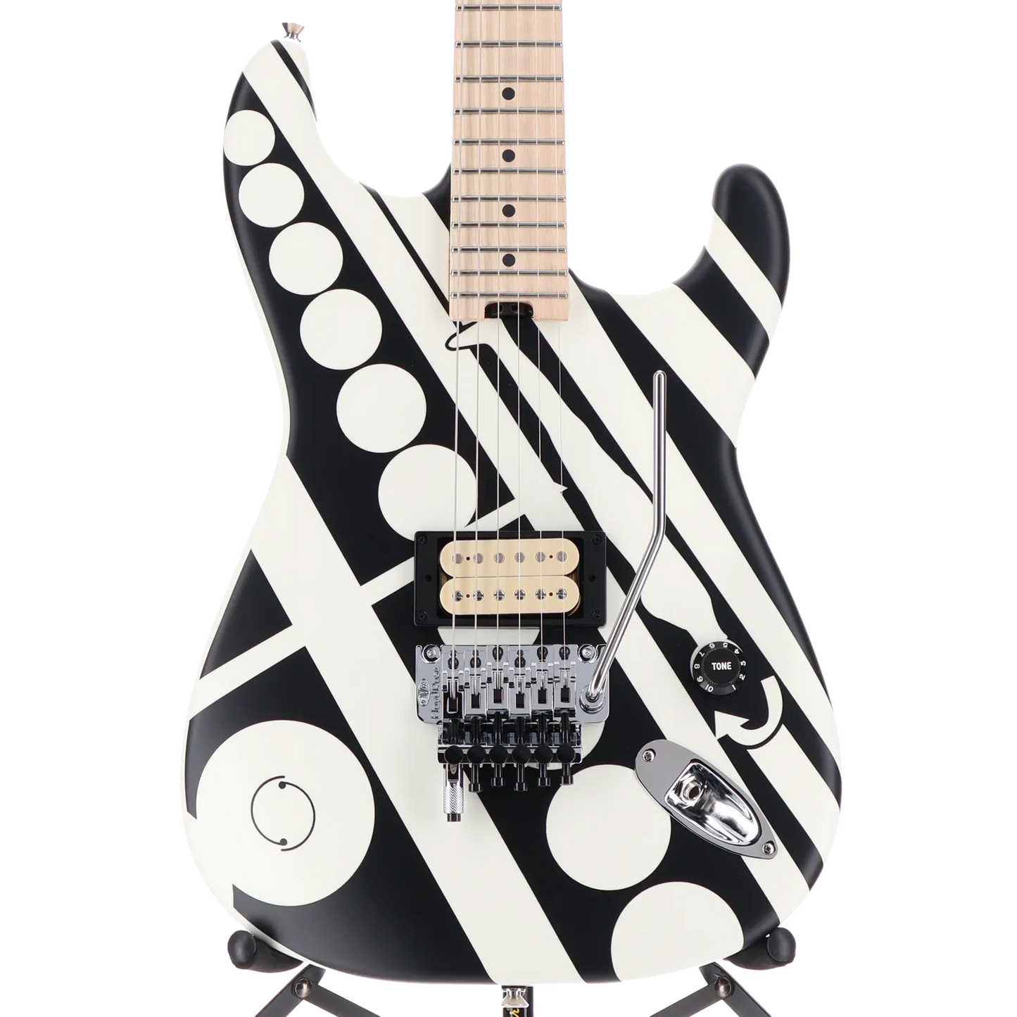 EVH Striped Series Circles, Maple Fingerboard, White and Black (S10) (00876)