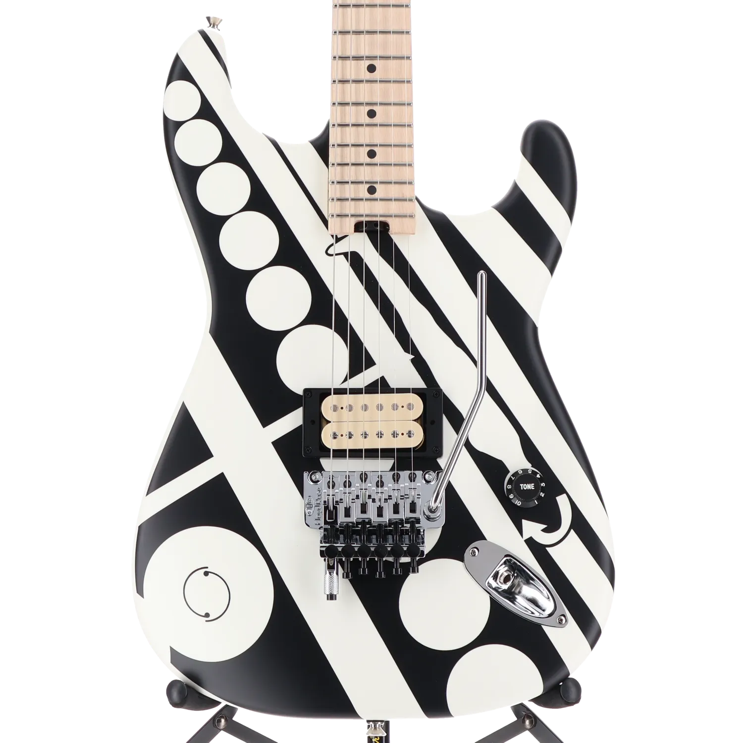 EVH Striped Series Circles, Maple Fingerboard, White and Black (S10) (00876)