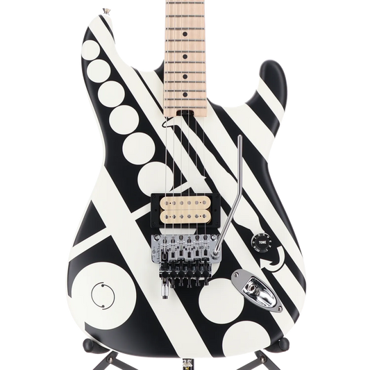 EVH Striped Series Circles, Maple Fingerboard, White and Black (S10) (00876)