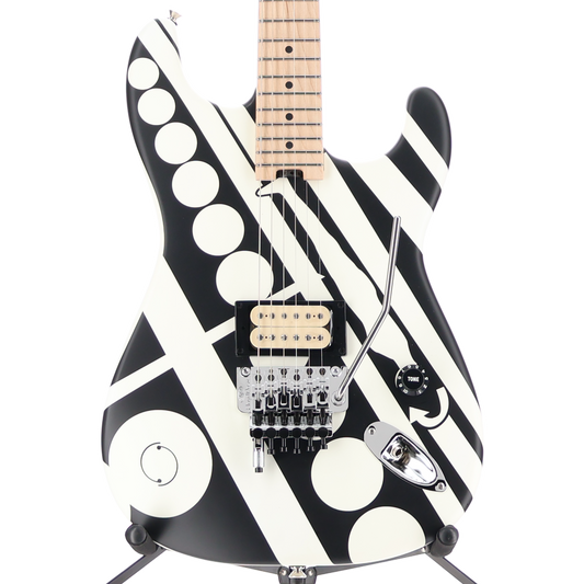 EVH Striped Series Circles, Maple Fingerboard, White and Black (V1) (14863)