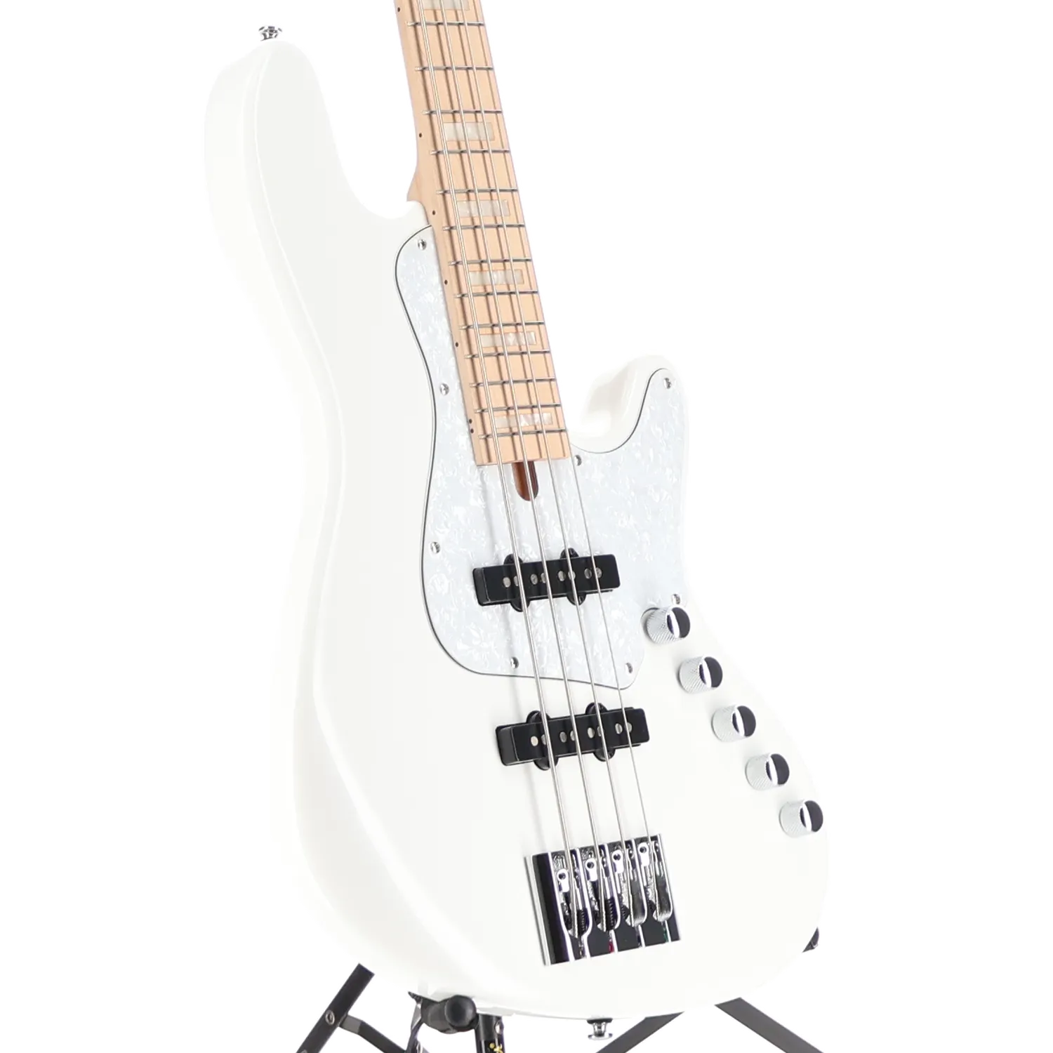 Elrick NJS4 4-String Bass Guitar, Maple Fingerboard - White (O4) (19082)