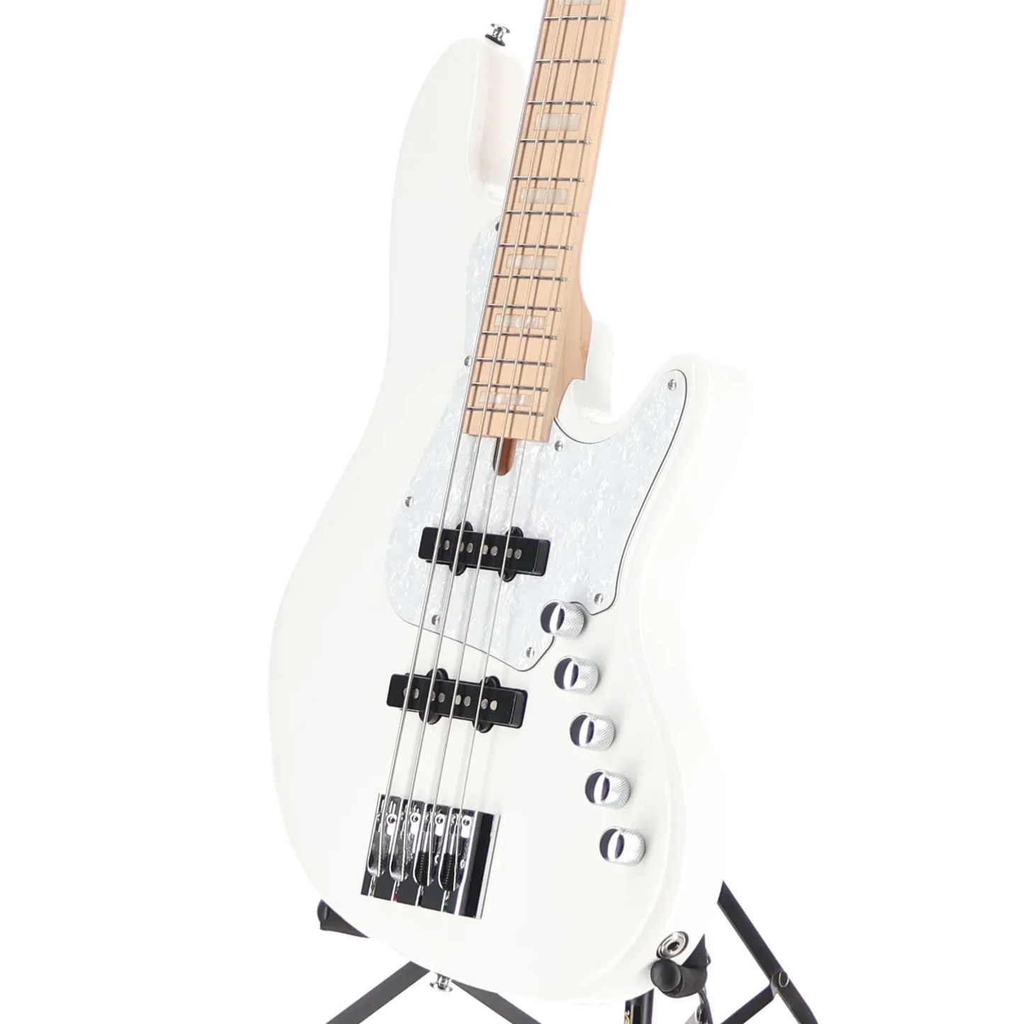 Elrick NJS4 4-String Bass Guitar, Maple Fingerboard - White (O4) (19082)