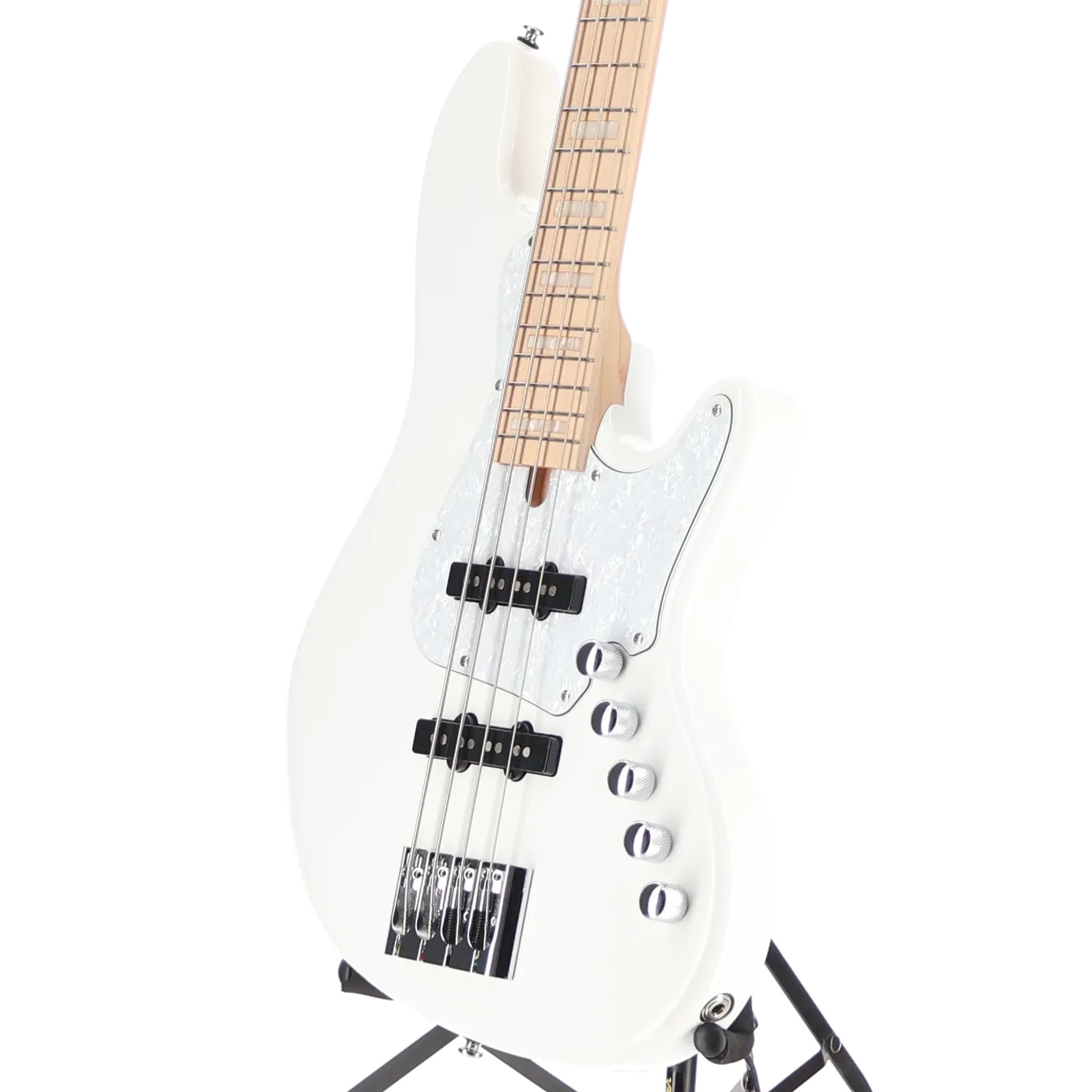 Elrick NJS4 4-String Bass Guitar, Maple Fingerboard - White (O4) (19082)