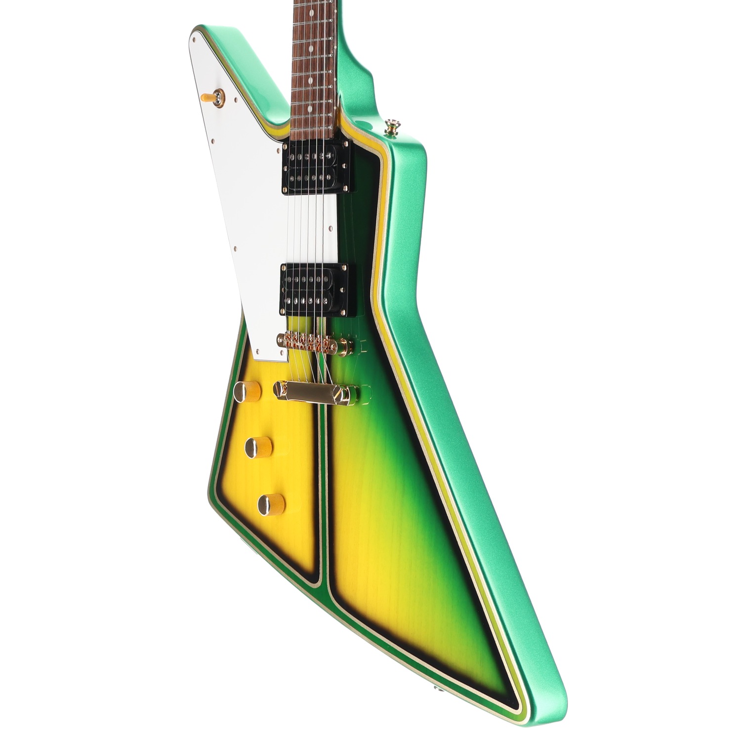 Epiphone 1958 Korina Explorer Inspired by Gibson Left-Handed - Yellow Green Fade Custom Paint (RC2) (09082)