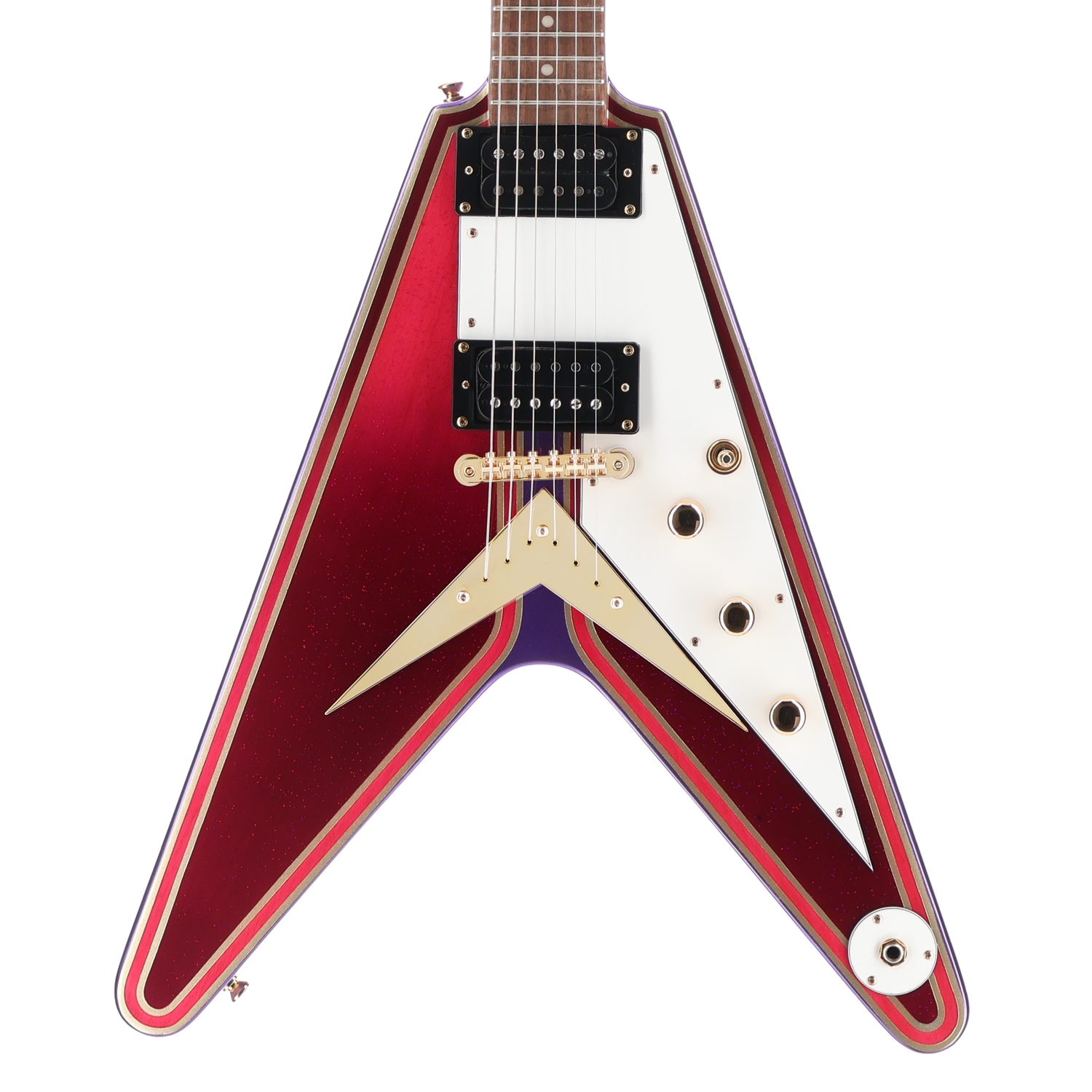 Epiphone 1958 Korina Flying V Inspired by Gibson - Pavo Purple with Kitty Punch Flake Custom Paint (D12) (09053)