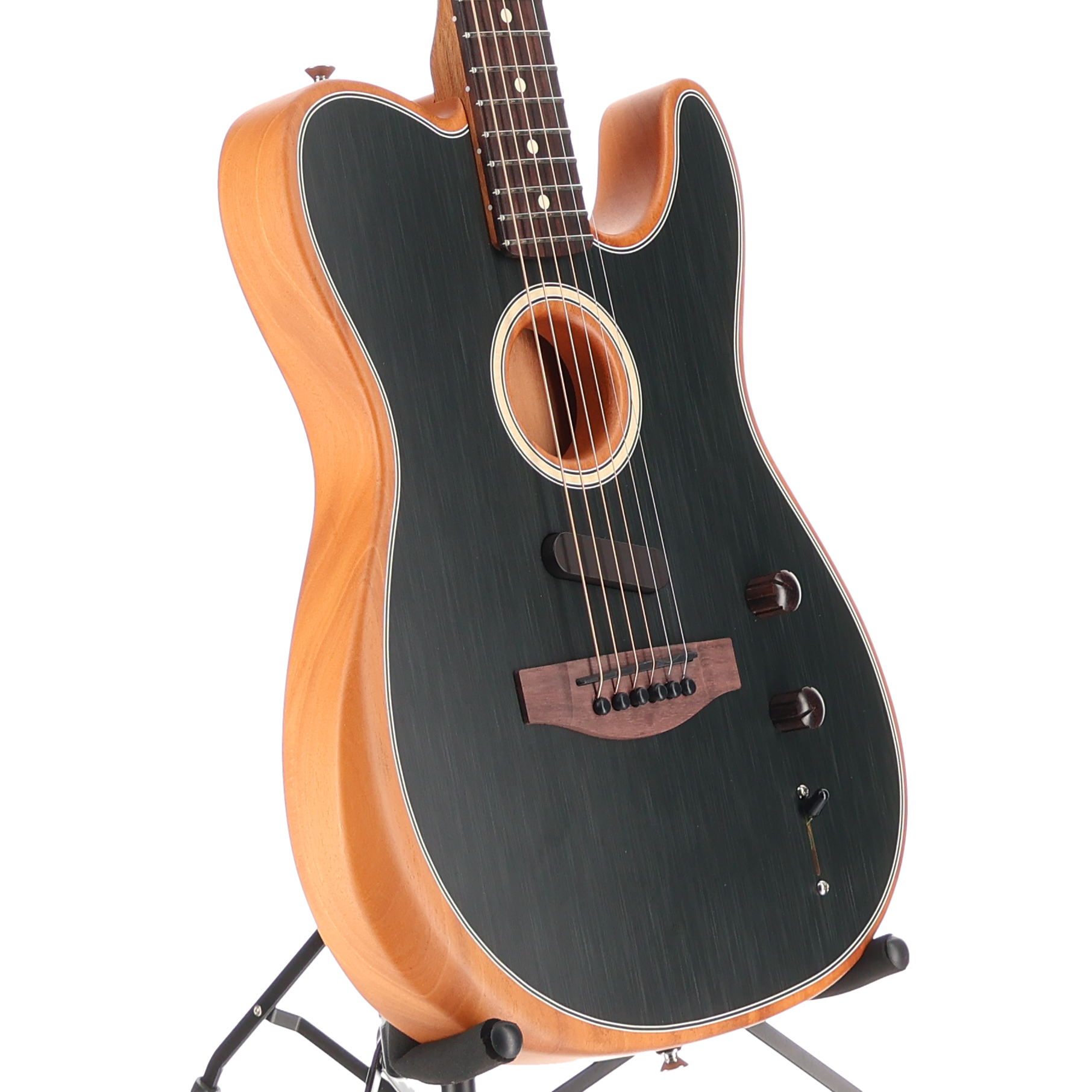 Fender Acoustasonic Player Telecaster Guitar Rosewood Fingerboard Brushed Black (Q2) (03013)