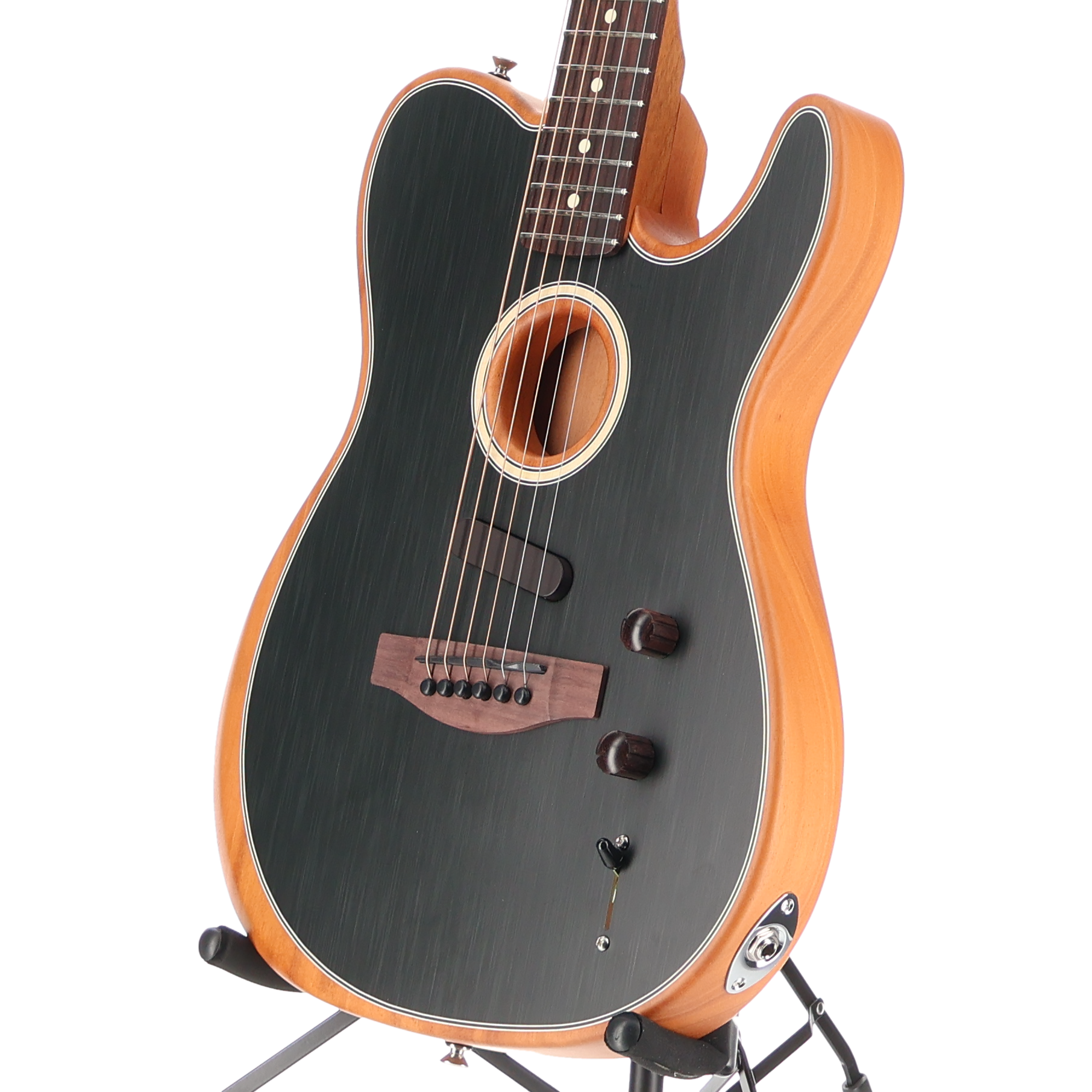 Fender Acoustasonic Player Telecaster Guitar Rosewood Fingerboard Brushed Black (Q2) (03013)