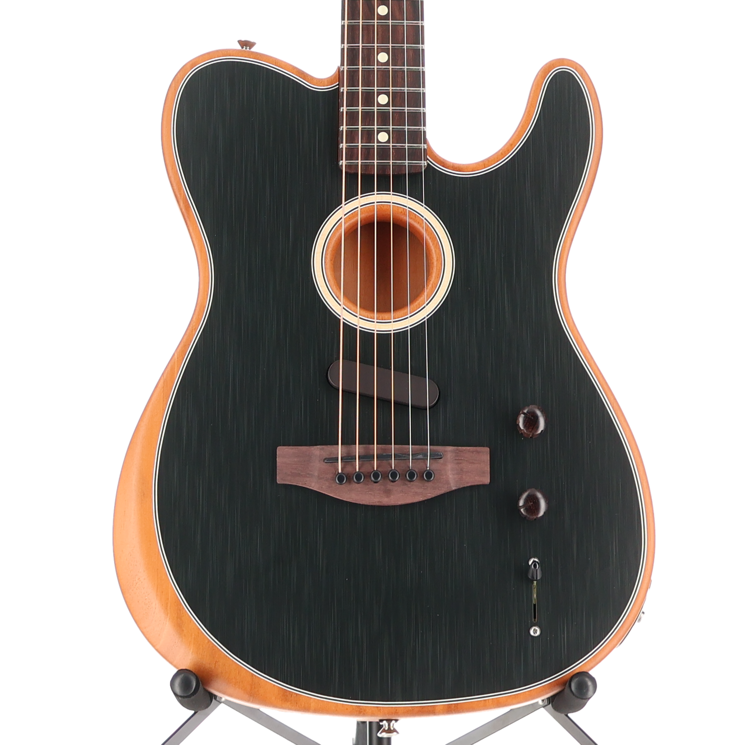 Fender Acoustasonic Player Telecaster Guitar Rosewood Fingerboard Brushed Black (Q2) (03013)