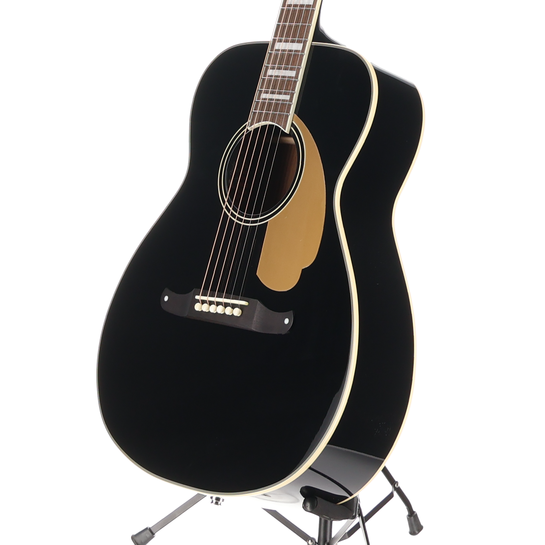 Fender California Vintage Malibu Acoustic Electric Guitar WC Gold Pickguard, Matching Headstock -Black (P) (03808)