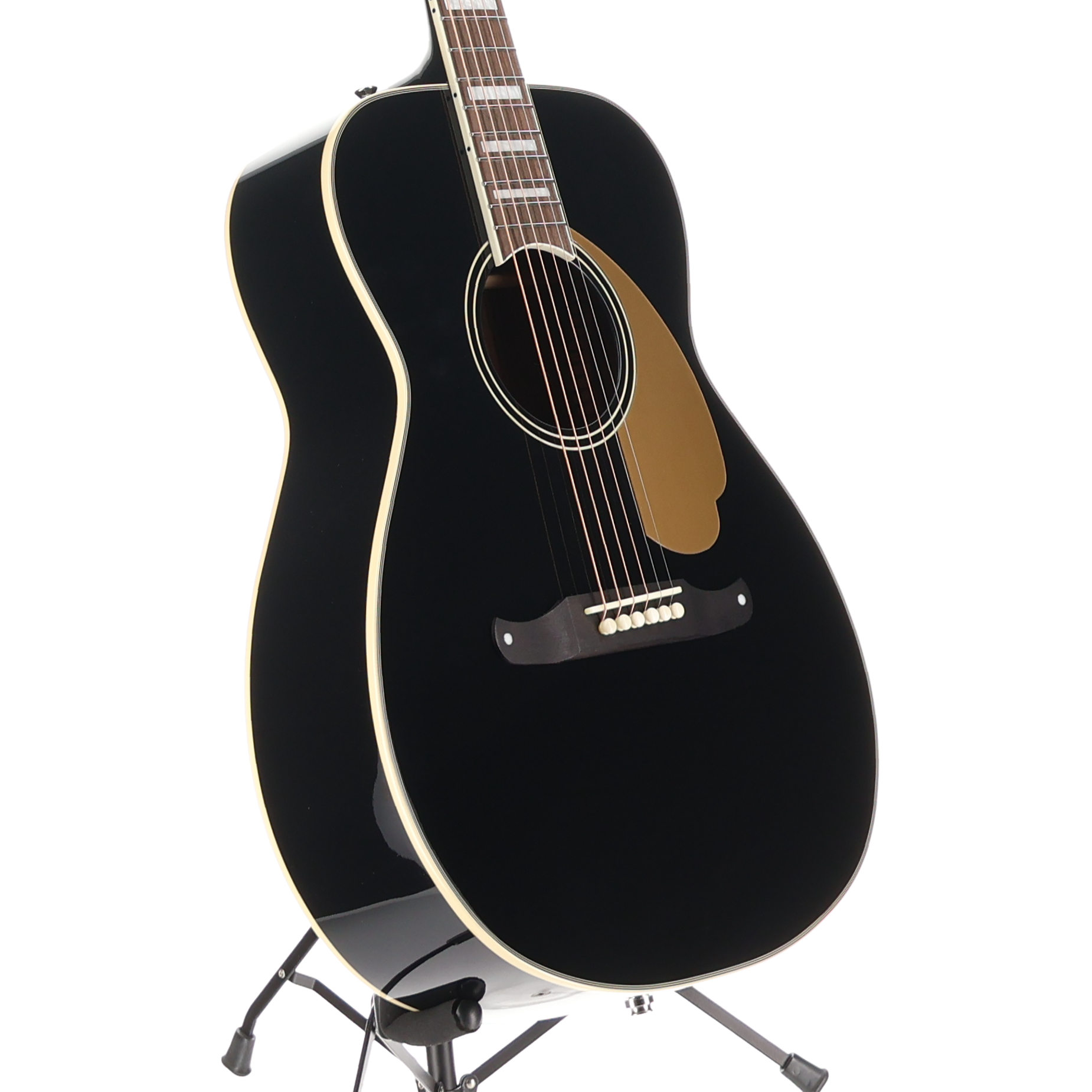 Fender California Vintage Malibu Acoustic Electric Guitar WC Gold Pickguard, Matching Headstock -Black (P) (03808)