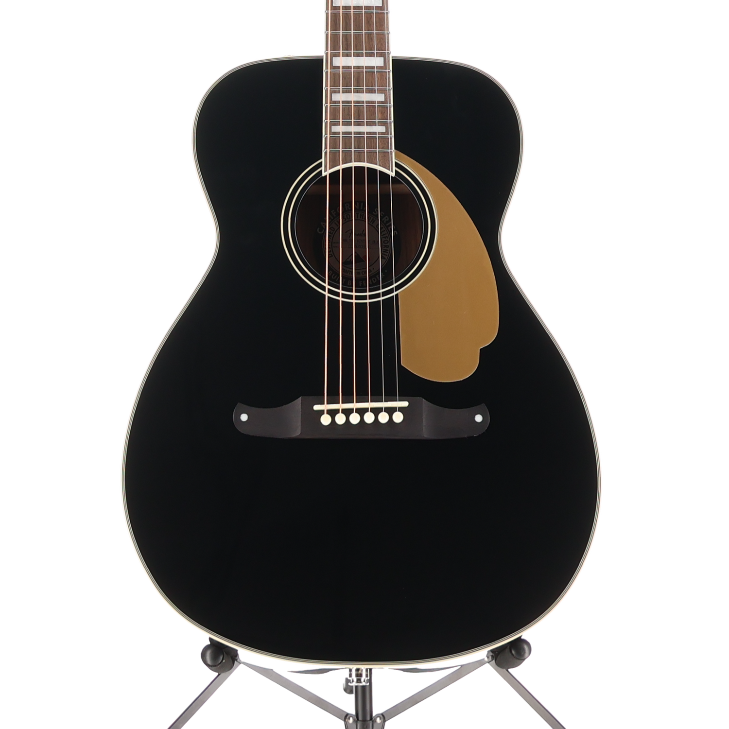 Fender California Vintage Malibu Acoustic Electric Guitar WC Gold Pickguard, Matching Headstock -Black (P) (03808)