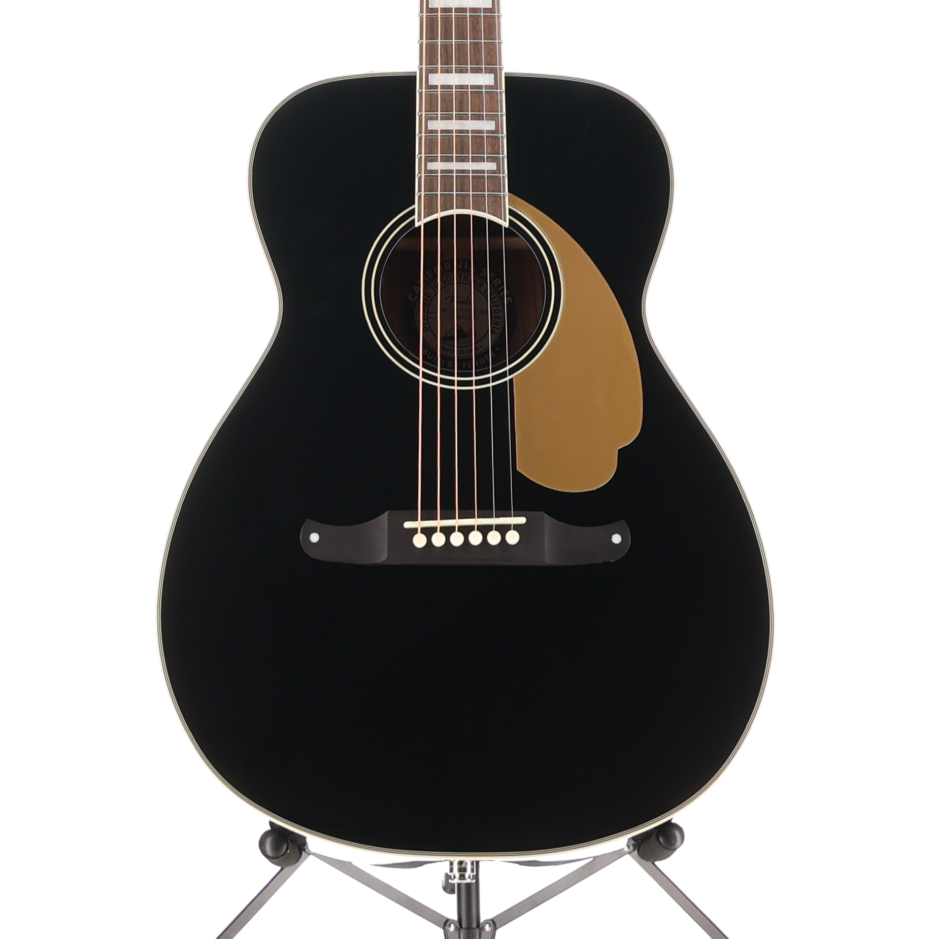 Fender California Vintage Malibu Acoustic Electric Guitar WC Gold Pickguard, Matching Headstock -Black (P) (03808)