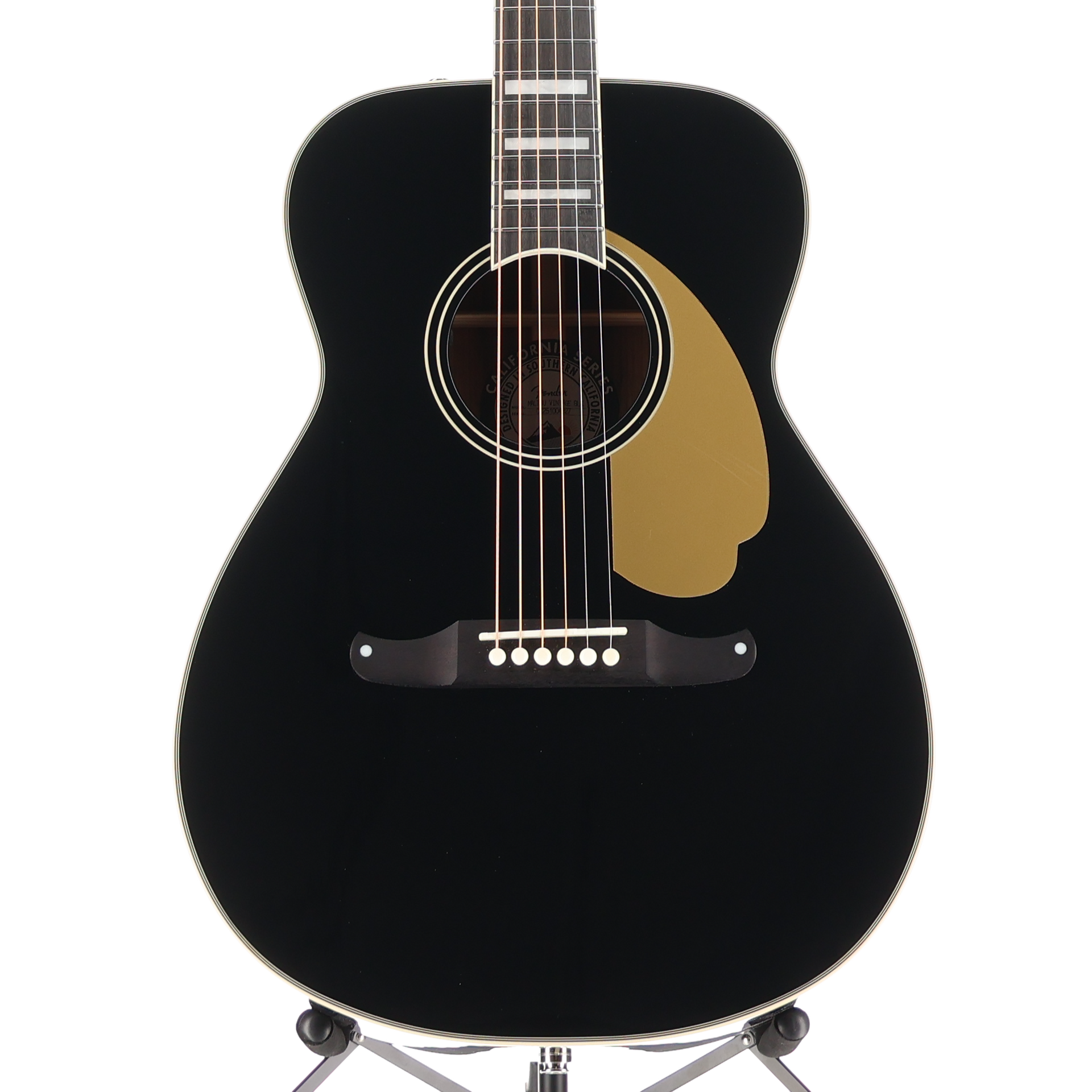 Fender California Vintage Malibu with Case, Gold Pickguard, Black