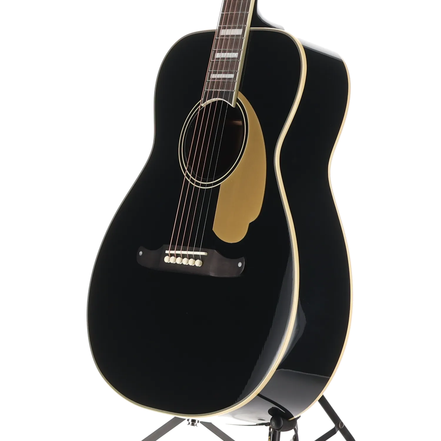 Fender California Vintage Malibu with Case, Gold Pickguard, Matching Headstock, Black (F6) (06570)