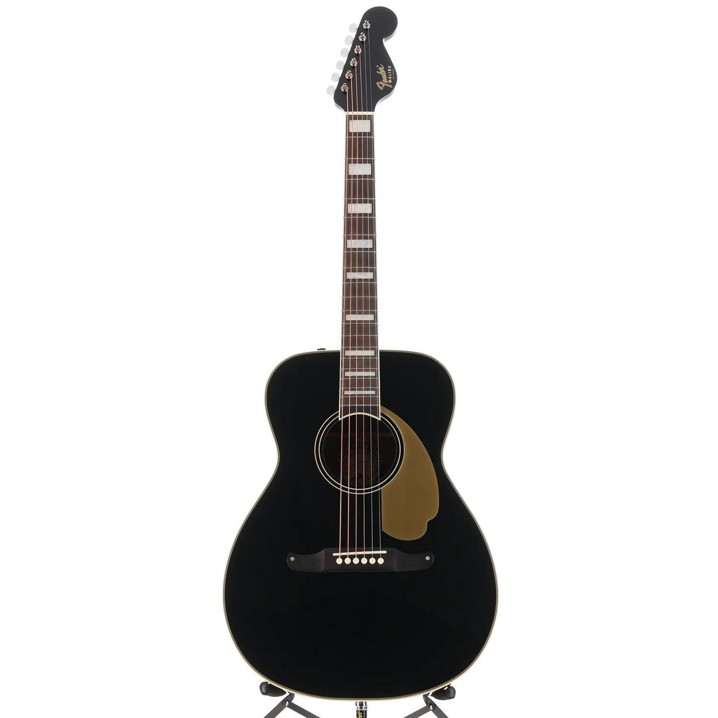 Fender California Vintage Malibu with Case, Gold Pickguard, Matching Headstock, Black (F6) (06570)