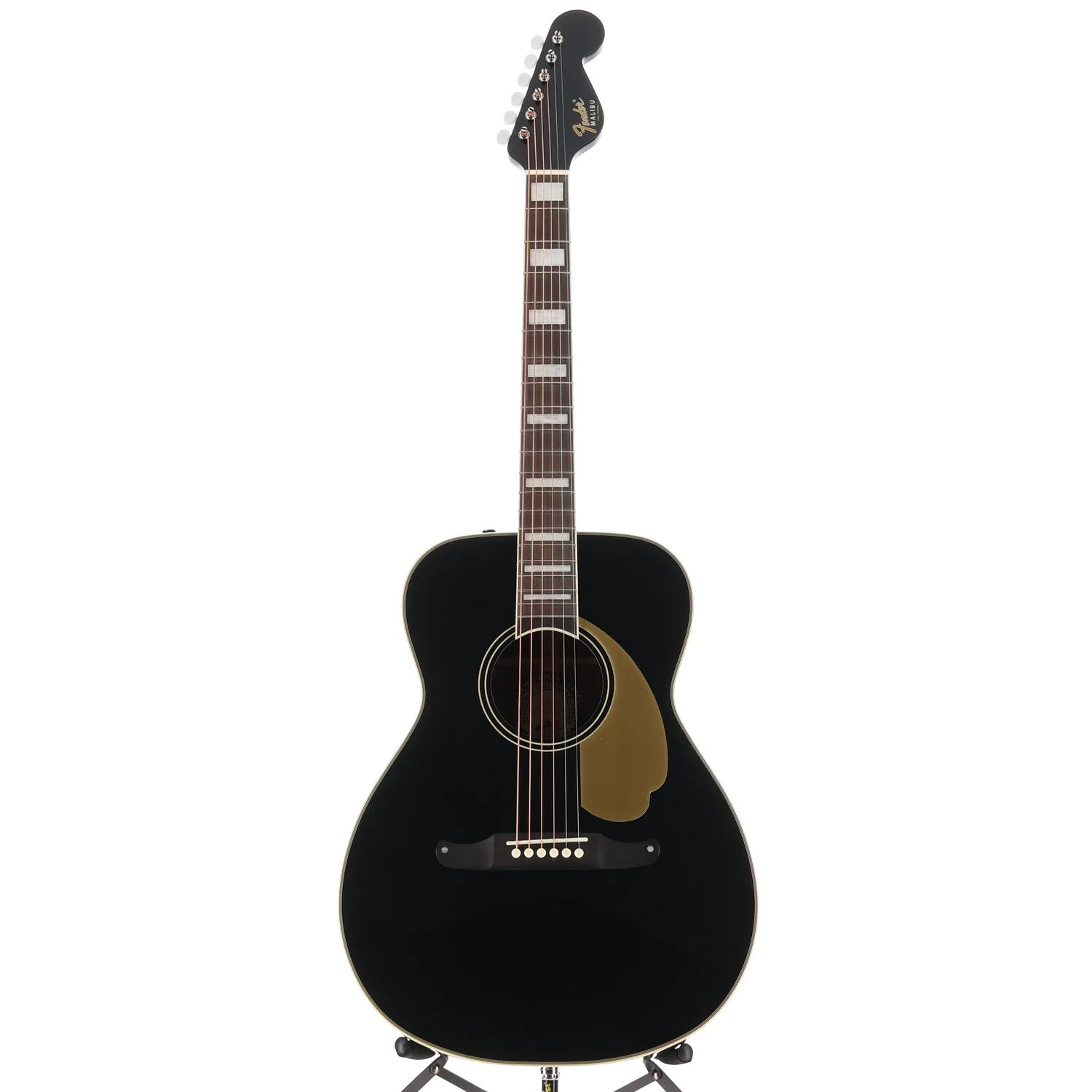 Fender California Vintage Malibu with Case, Gold Pickguard, Matching Headstock, Black (F6) (06570)