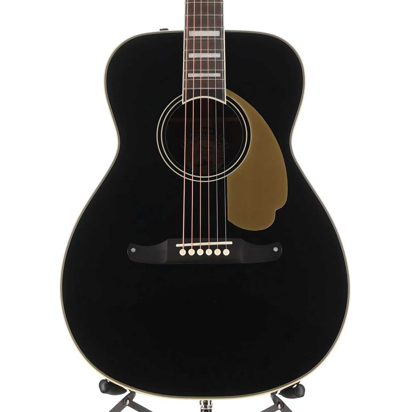 Fender California Vintage Malibu with Case, Gold Pickguard, Matching Headstock, Black (F6) (06570)