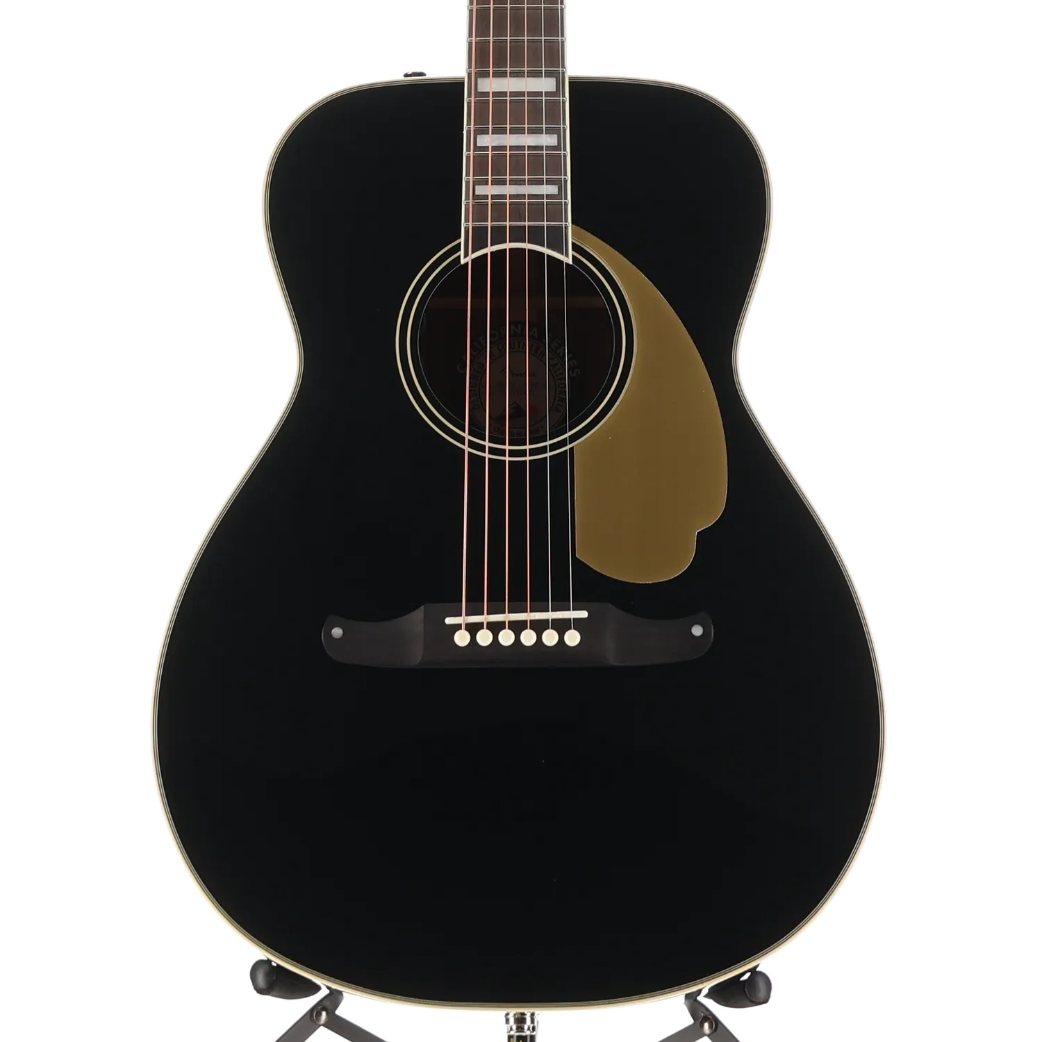 Fender California Vintage Malibu with Case, Gold Pickguard, Matching Headstock, Black (F6) (06570)