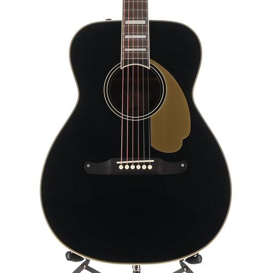 Fender California Vintage Malibu with Case, Gold Pickguard, Matching Headstock, Black (F6) (06570)