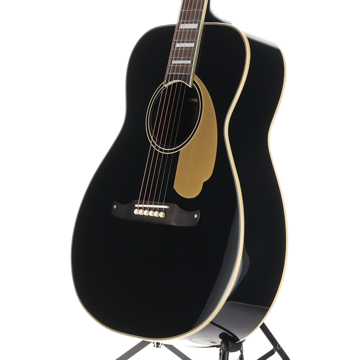 Fender California Vintage Malibu with Case, Gold Pickguard, Matching Headstock, Black (F7) (05420)