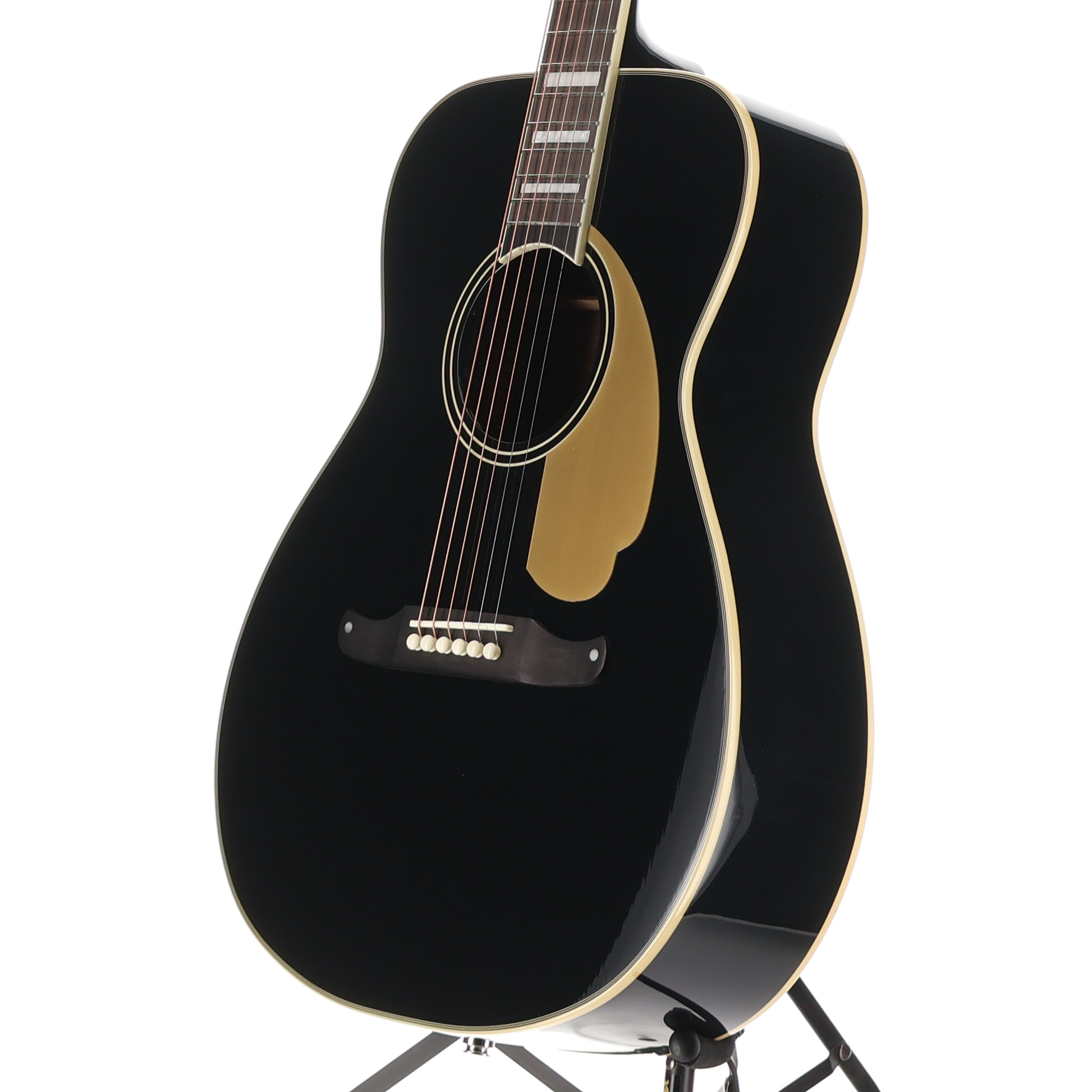 Fender California Vintage Malibu with Case, Gold Pickguard, Matching Headstock, Black (F7) (05420)