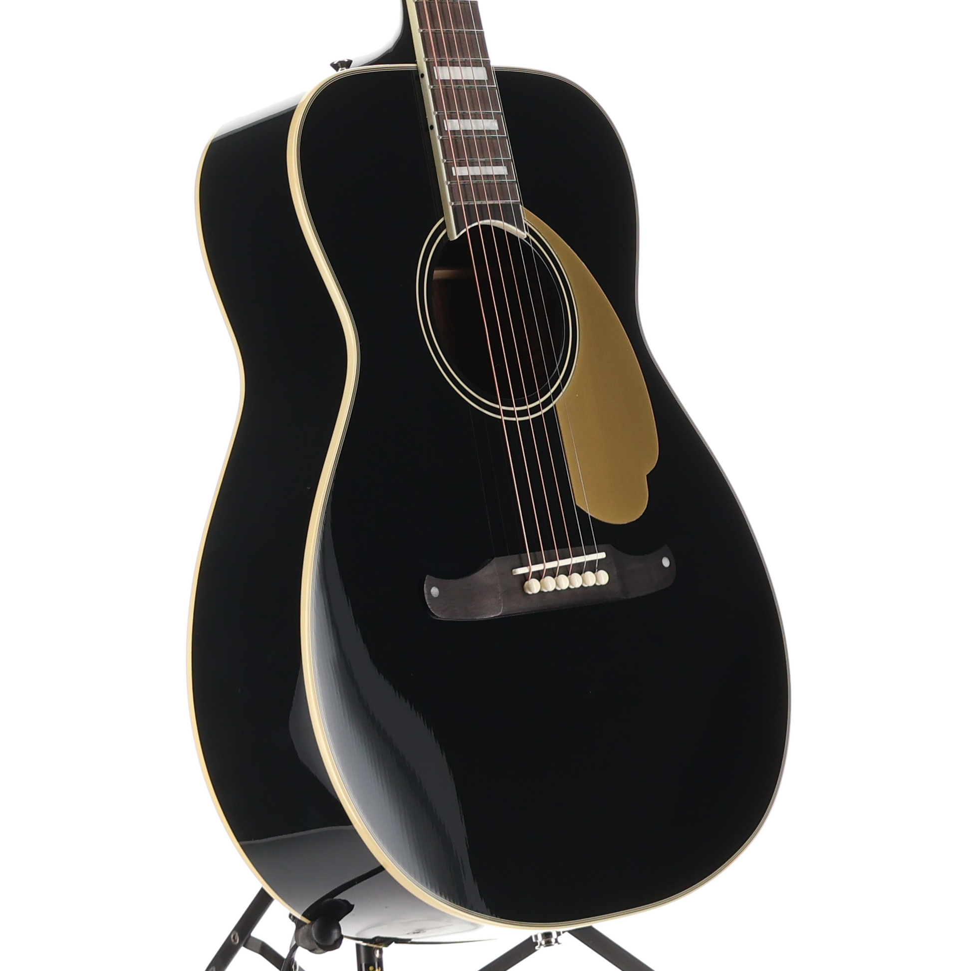 Fender California Vintage Malibu with Case, Gold Pickguard, Matching Headstock, Black (F7) (05420)