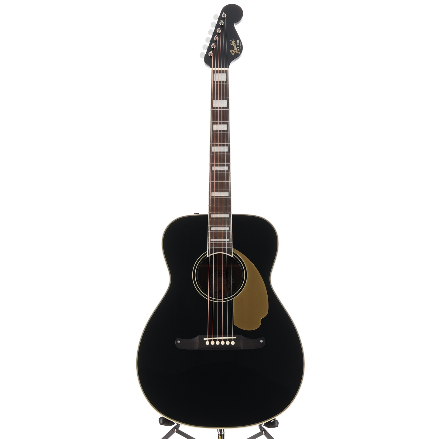 Fender California Vintage Malibu with Case, Gold Pickguard, Matching Headstock, Black (F7) (05420)