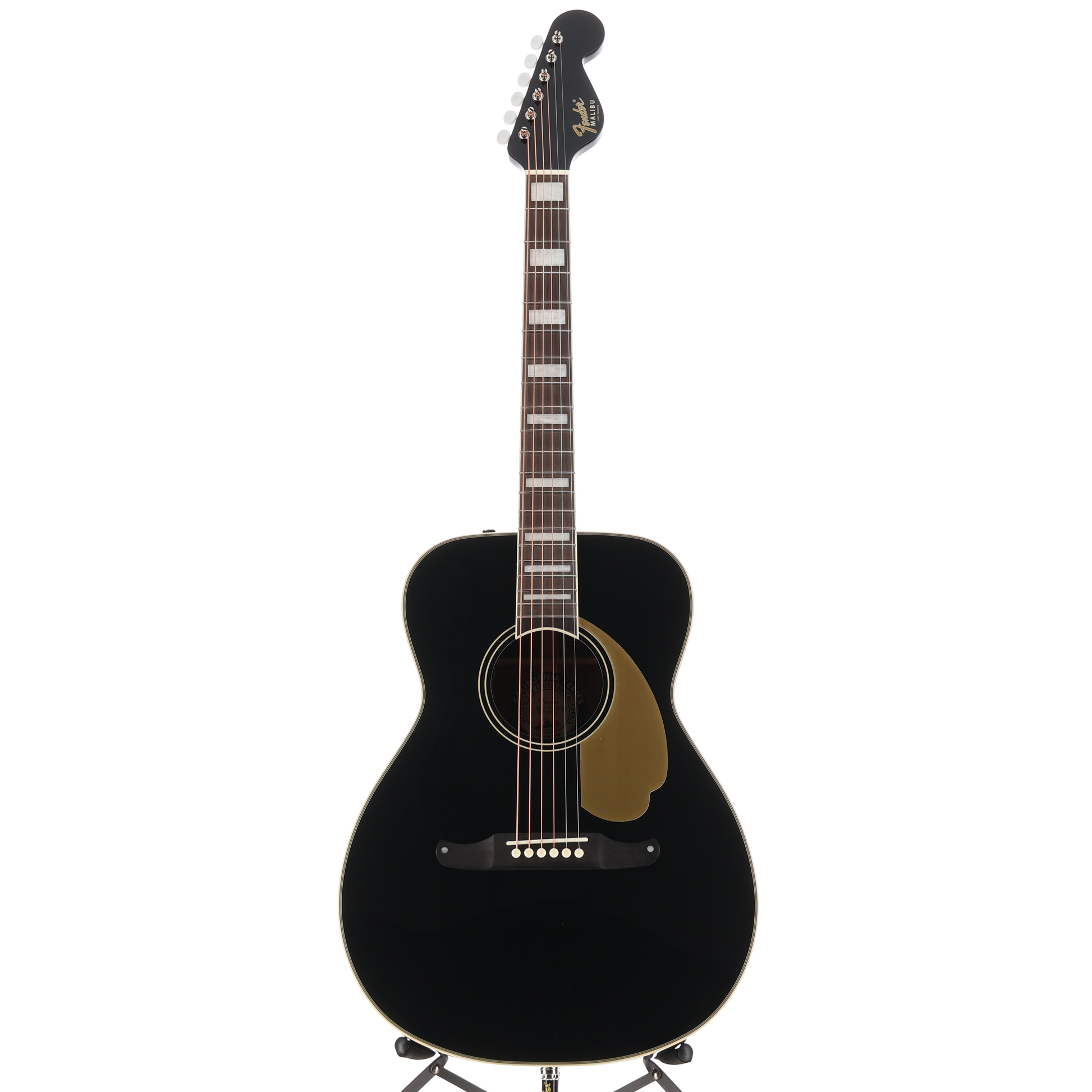 Fender California Vintage Malibu with Case, Gold Pickguard, Matching Headstock, Black (F7) (05420)