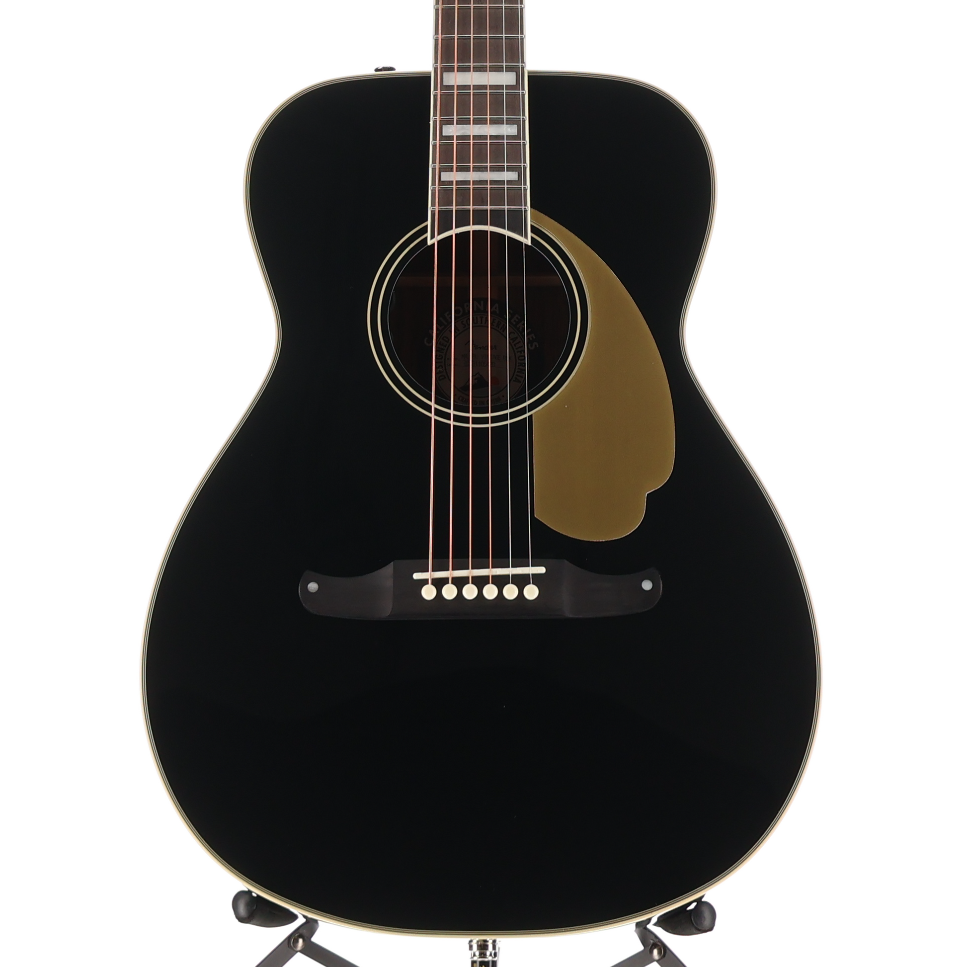 Fender California Vintage Malibu with Case, Gold Pickguard, Matching Headstock, Black (F7) (05420)