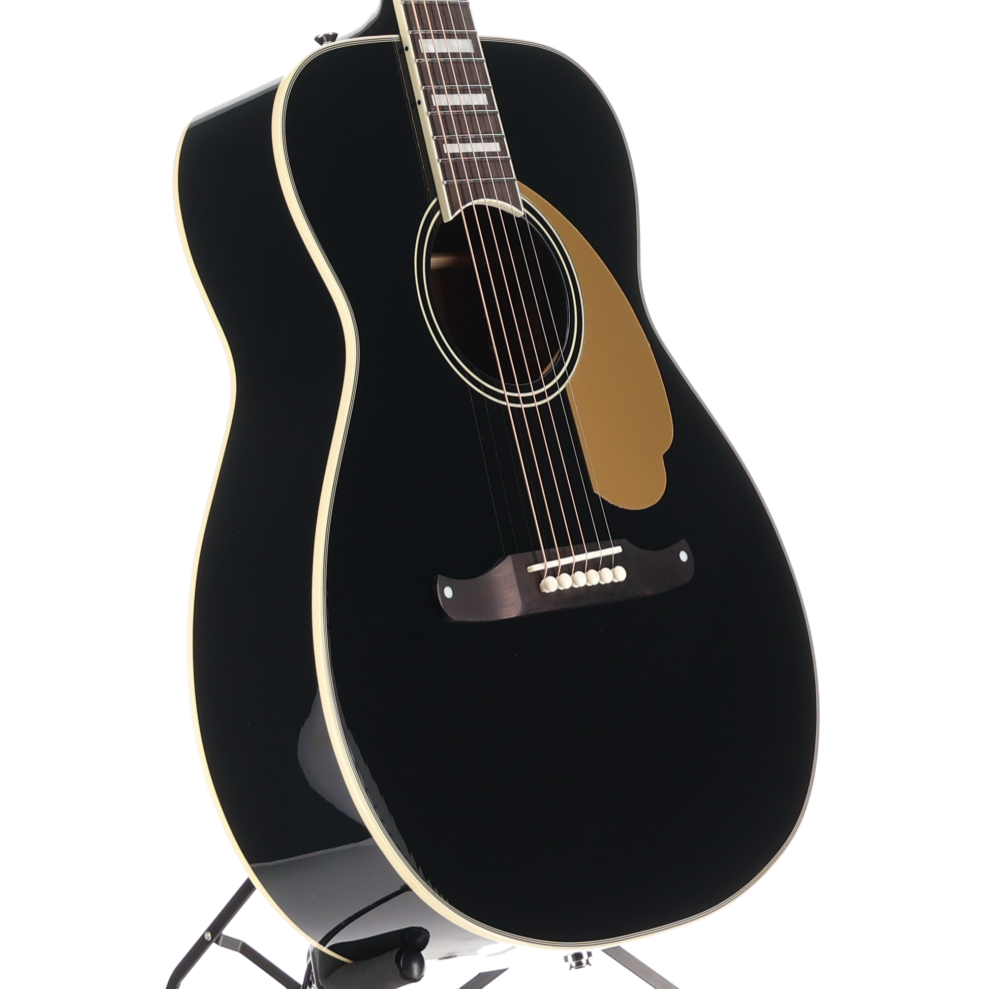 Fender California Vintage Malibu with Case, Gold Pickguard, Matching Headstock, Black (P11) (03622)