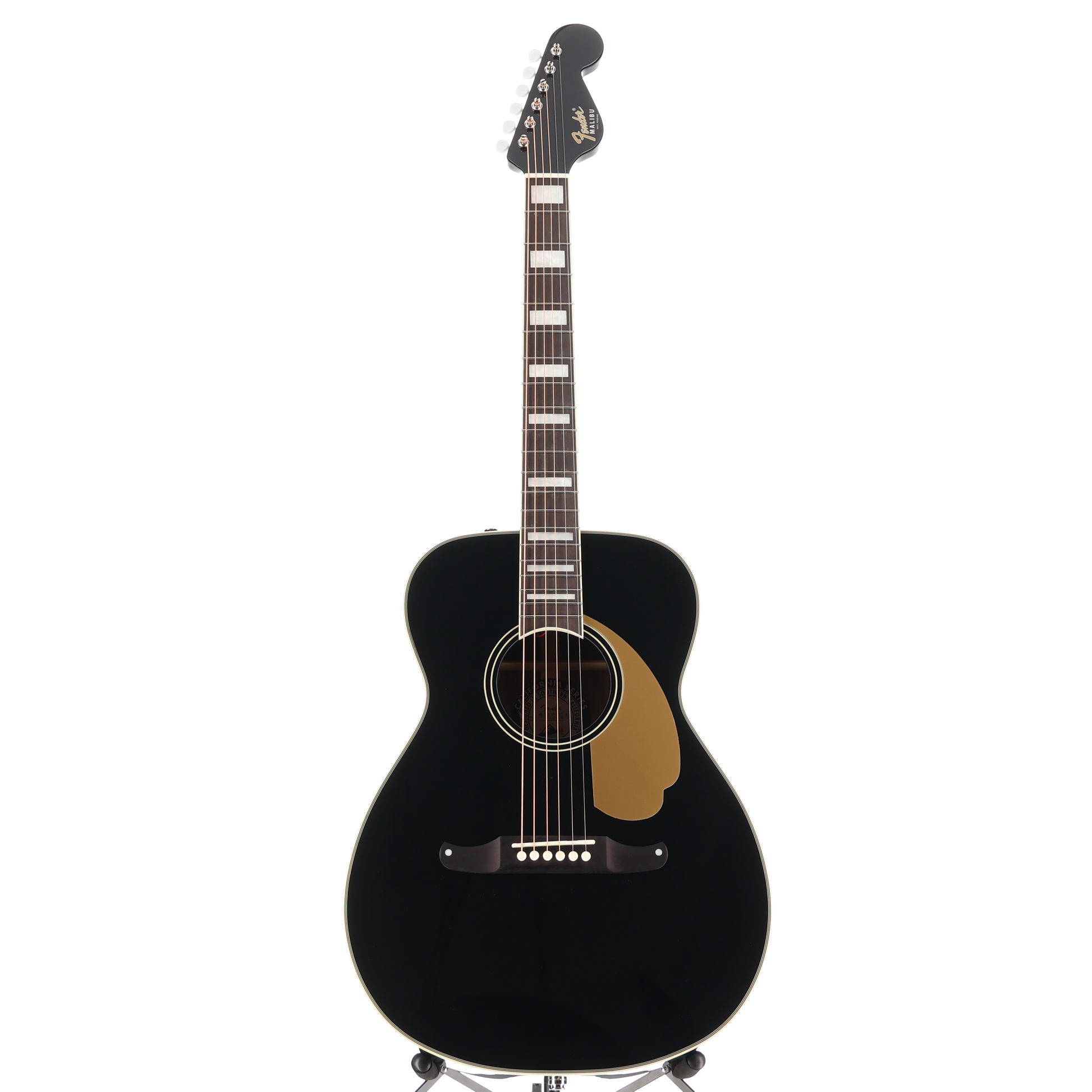 Fender California Vintage Malibu with Case, Gold Pickguard, Matching Headstock, Black (P11) (03622)