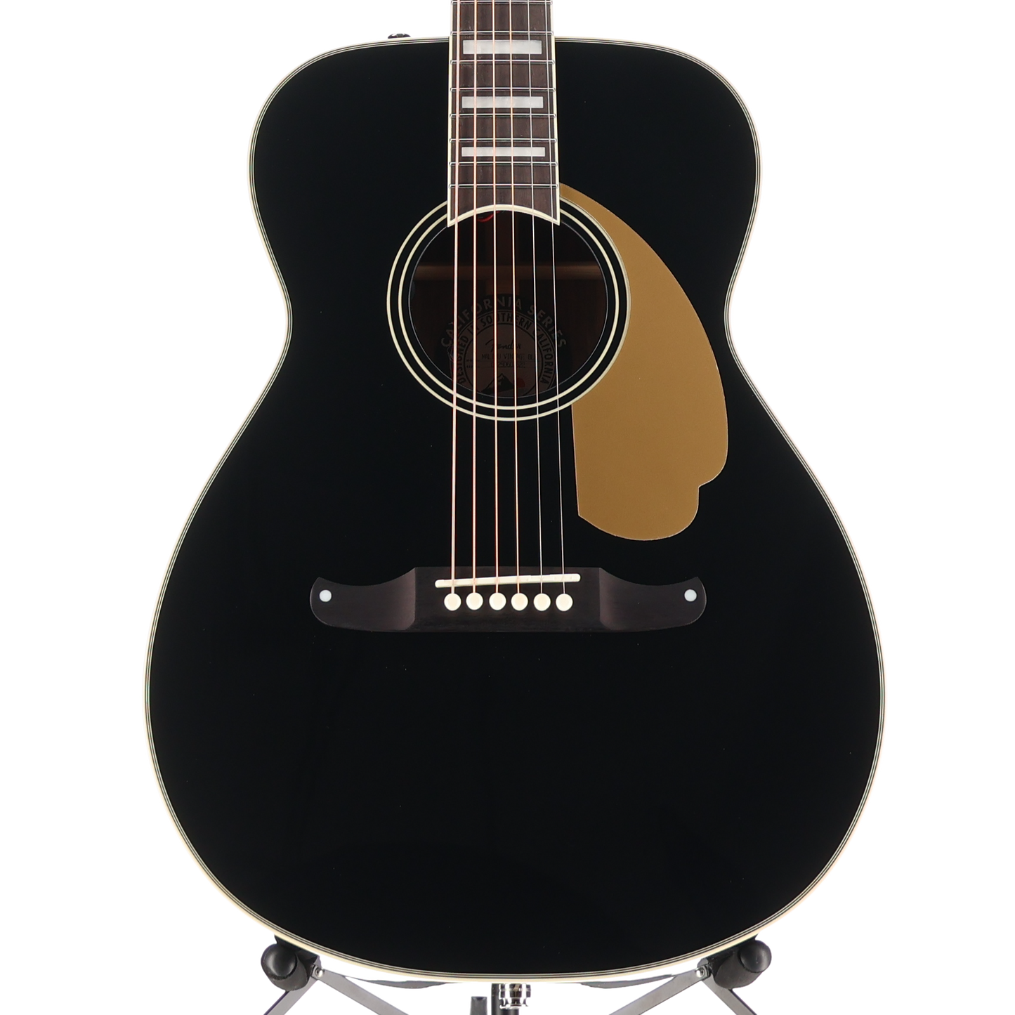 Fender California Vintage Malibu with Case, Gold Pickguard, Matching Headstock, Black (P11) (03622)