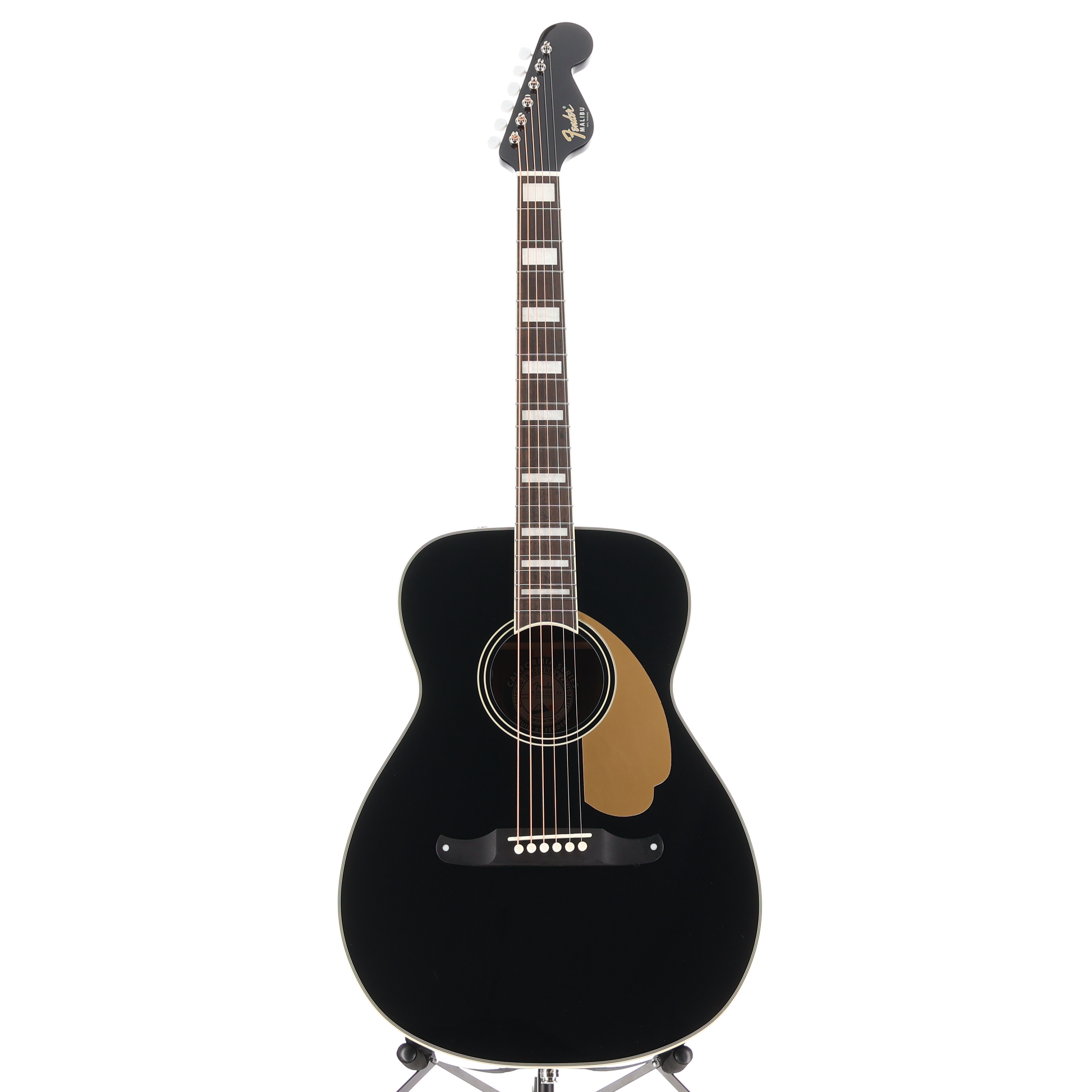 Fender California Vintage Malibu with Case, Gold Pickguard, Matching Headstock, Black (RC1) (03825)