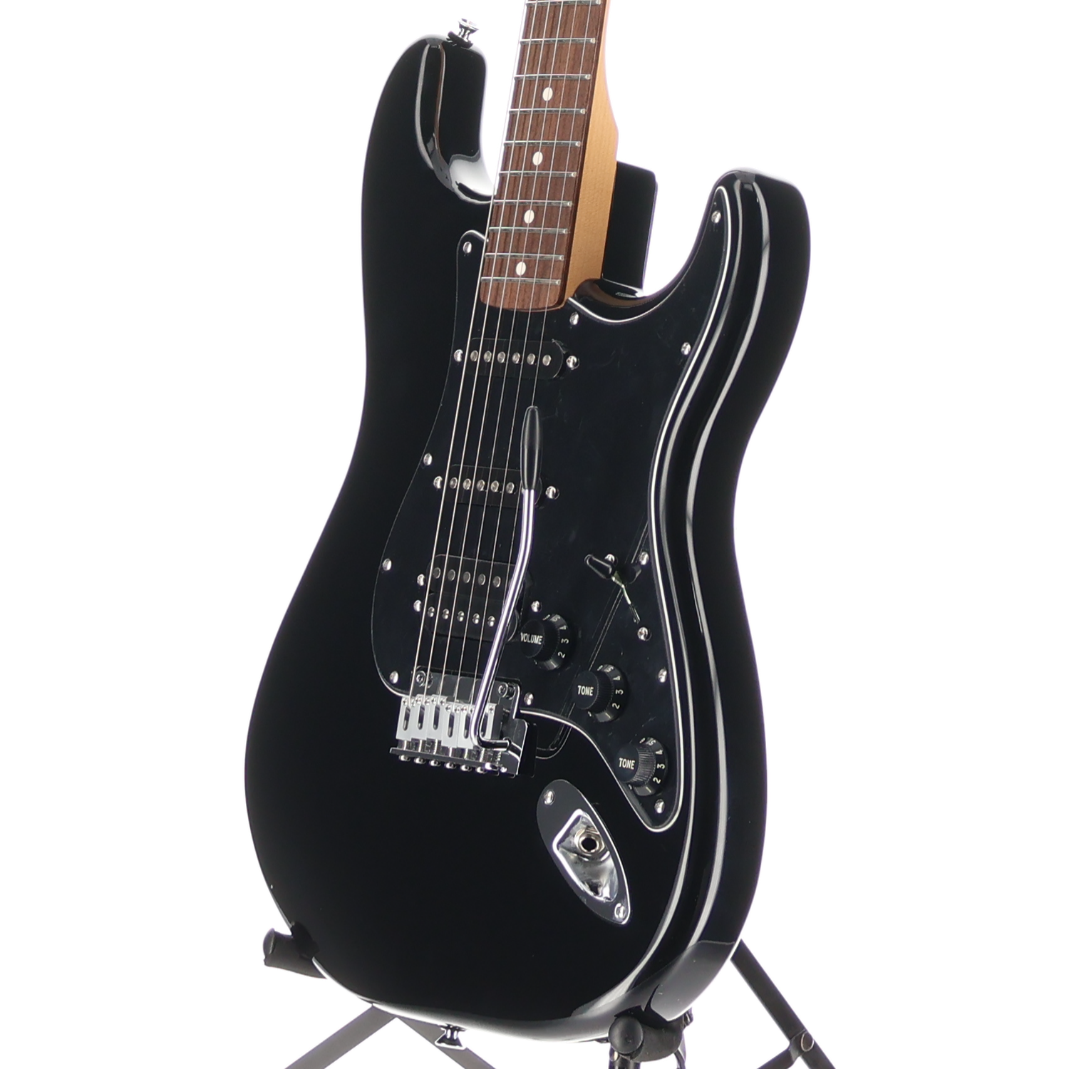 Fender Standard Stratocaster HSS, Laurel Fingerboard, Black Pickguard, Black (Q3) (03798)